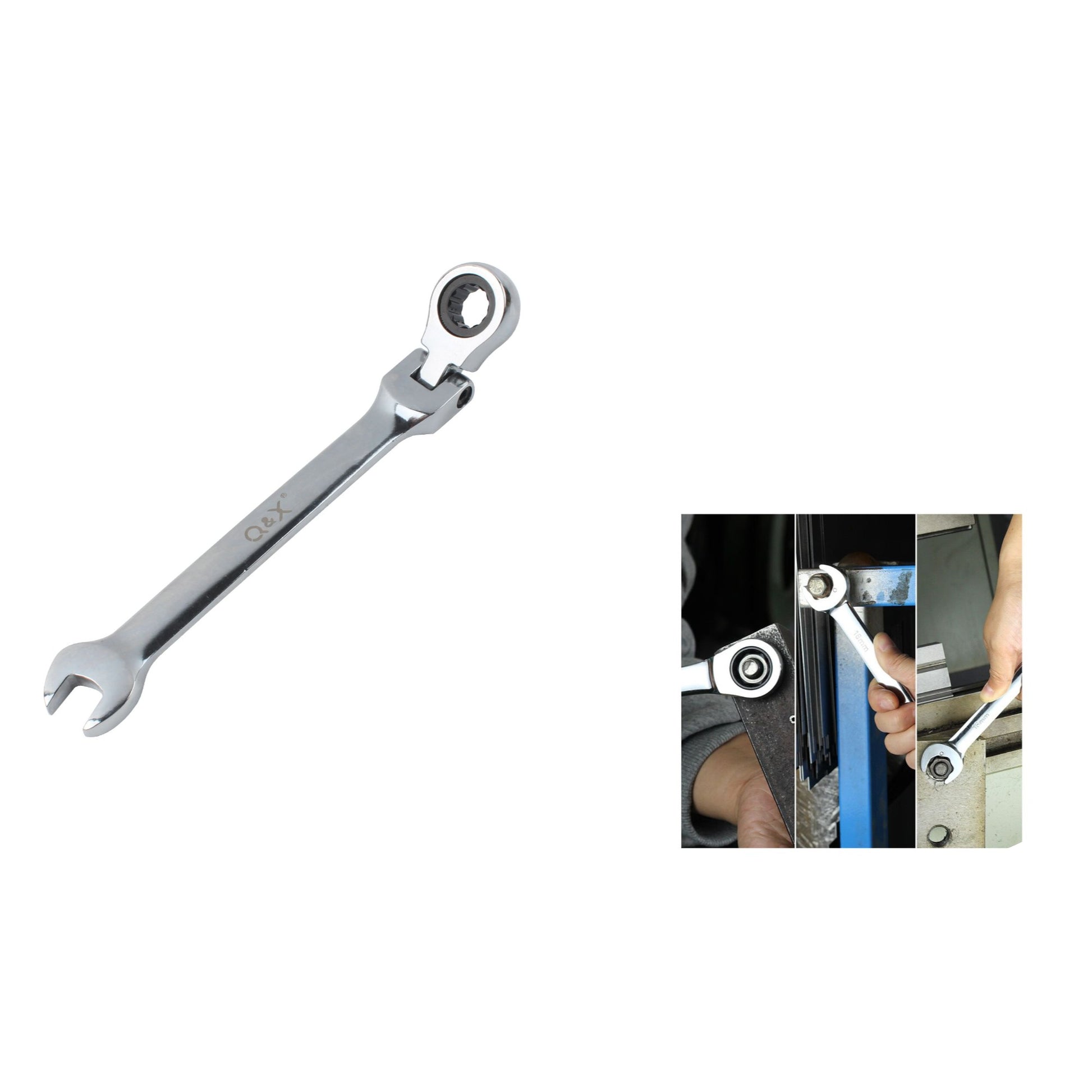 Llave combinada con carraca 17mm pulida espejo