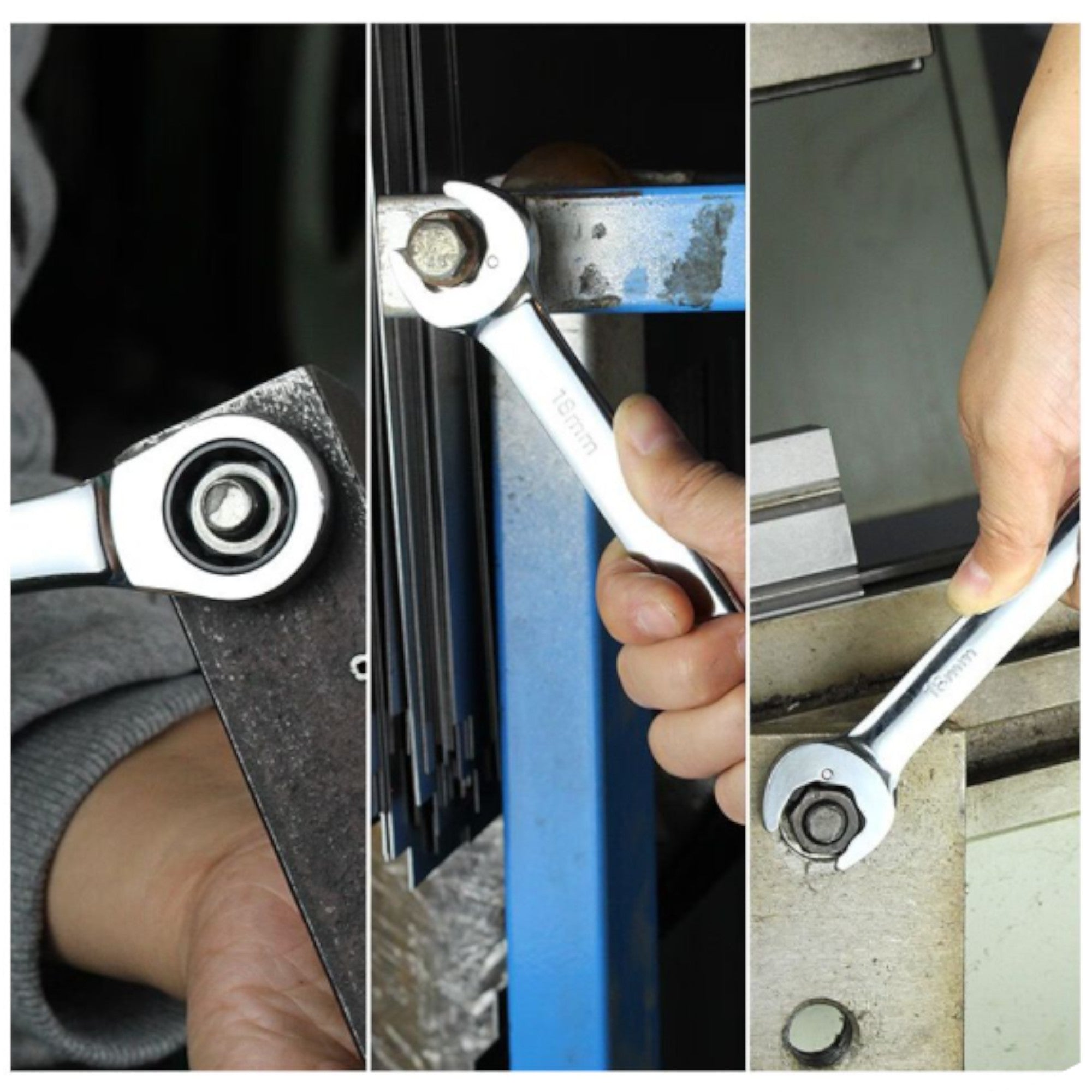 Llave combinada con carraca articulada 19 mm grabado láser