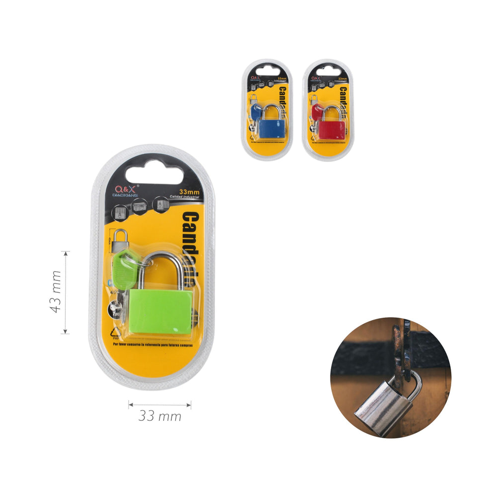 Candado con carcasa plástica 33MM (doble blíster)
