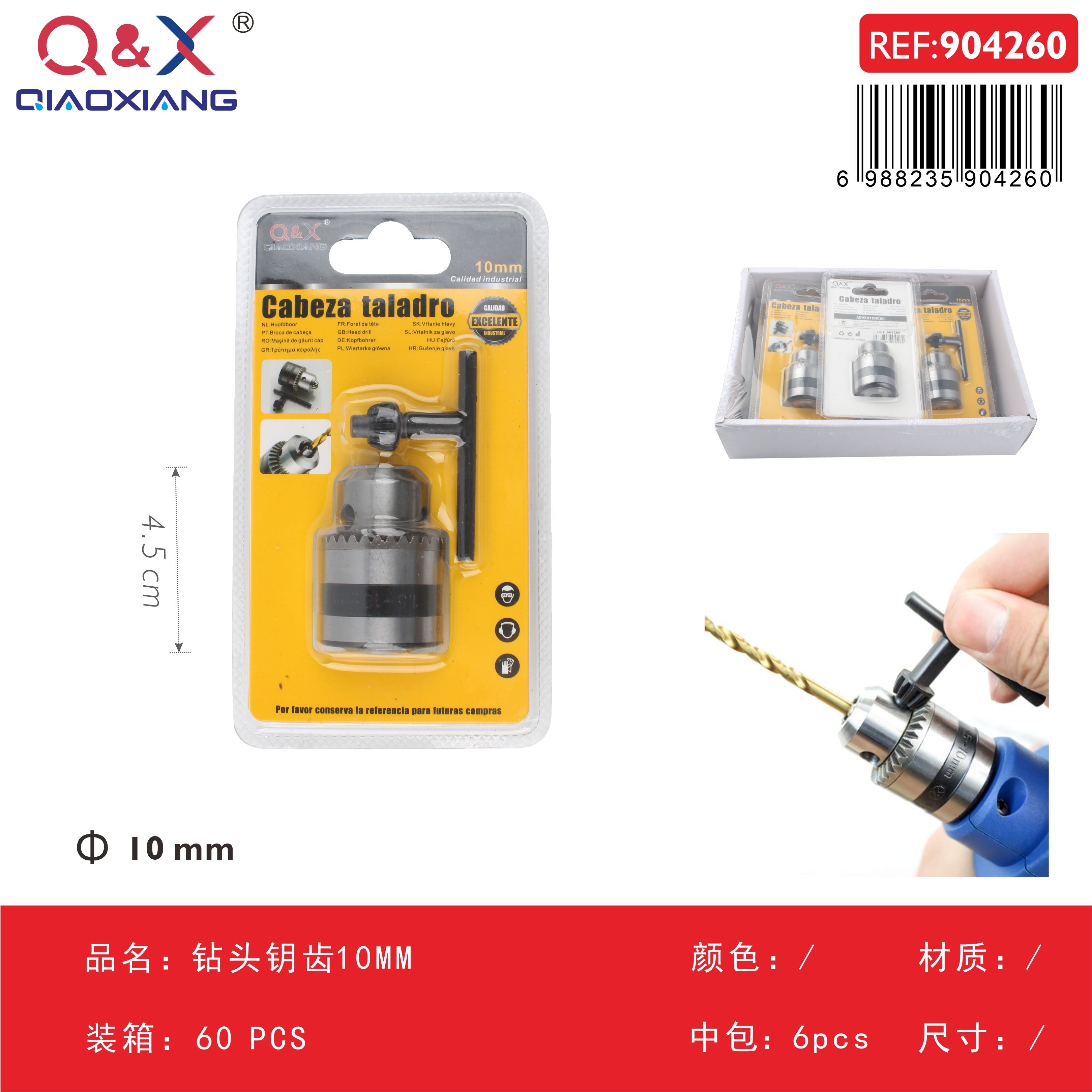 Portabrocas con llave dentada 10 mm