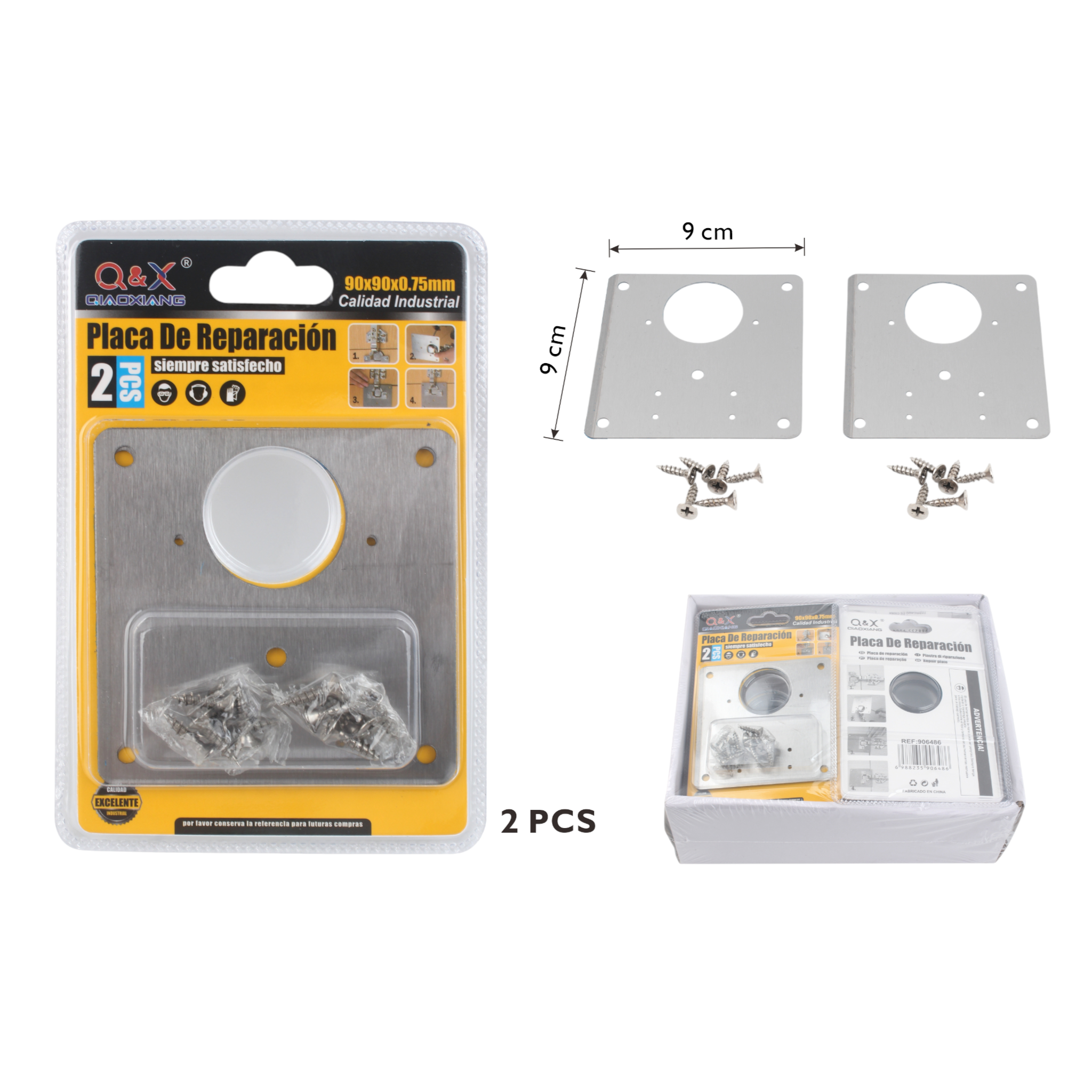 Placa circular reparación acero inoxidable 90 × 90 × 0.75 mm (2 pzs)