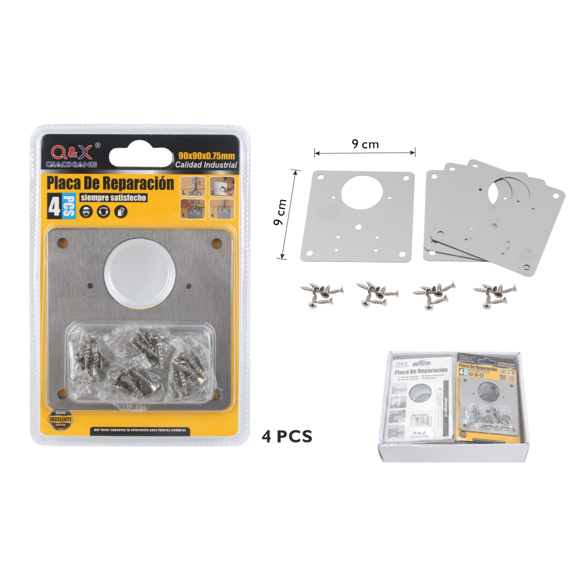 Placa circular reparación acero inoxidable 90 × 90 × 0.75 mm (4 pzs)