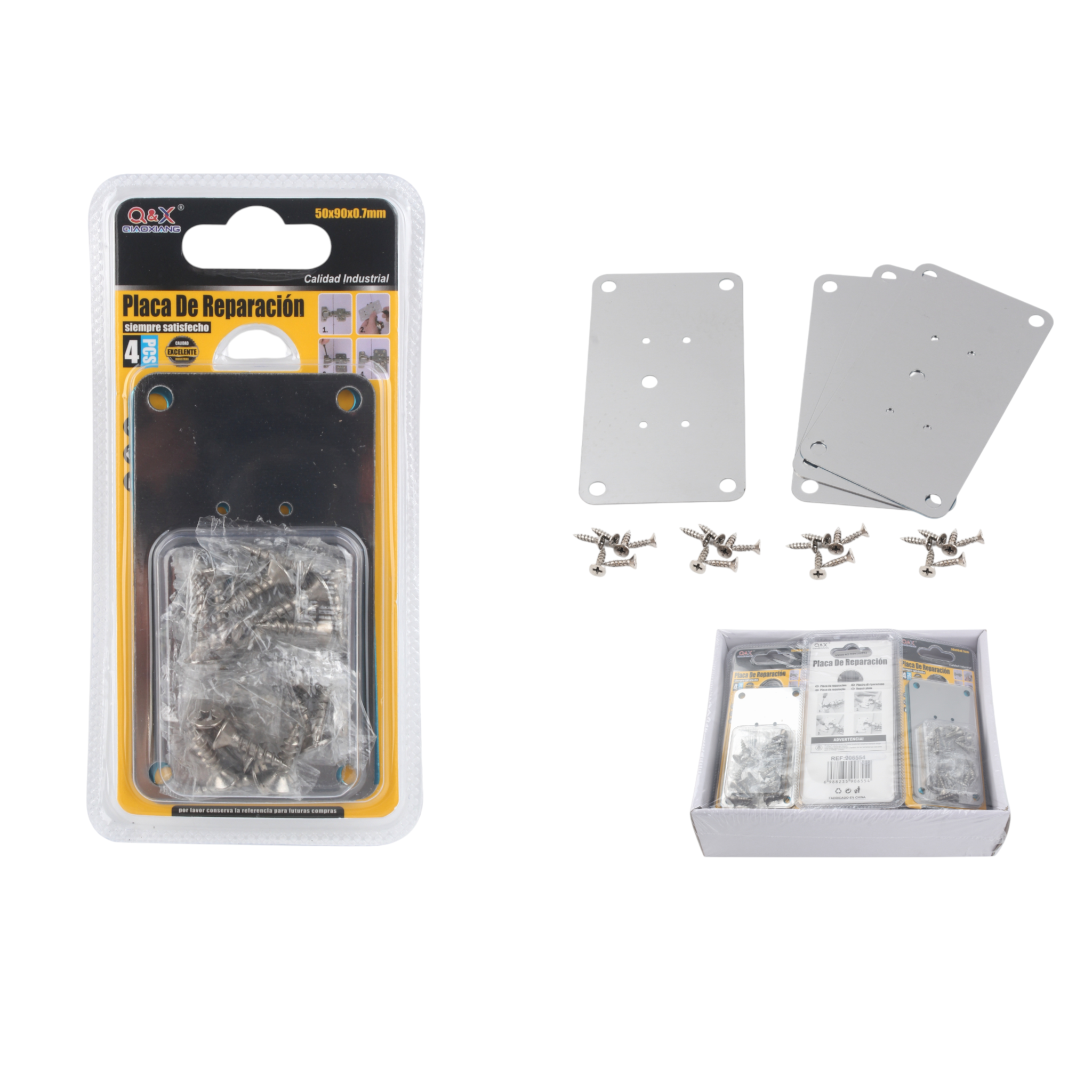 Placa perforada 9 orificios 50 × 90 × 0.7 mm (4 pzs)