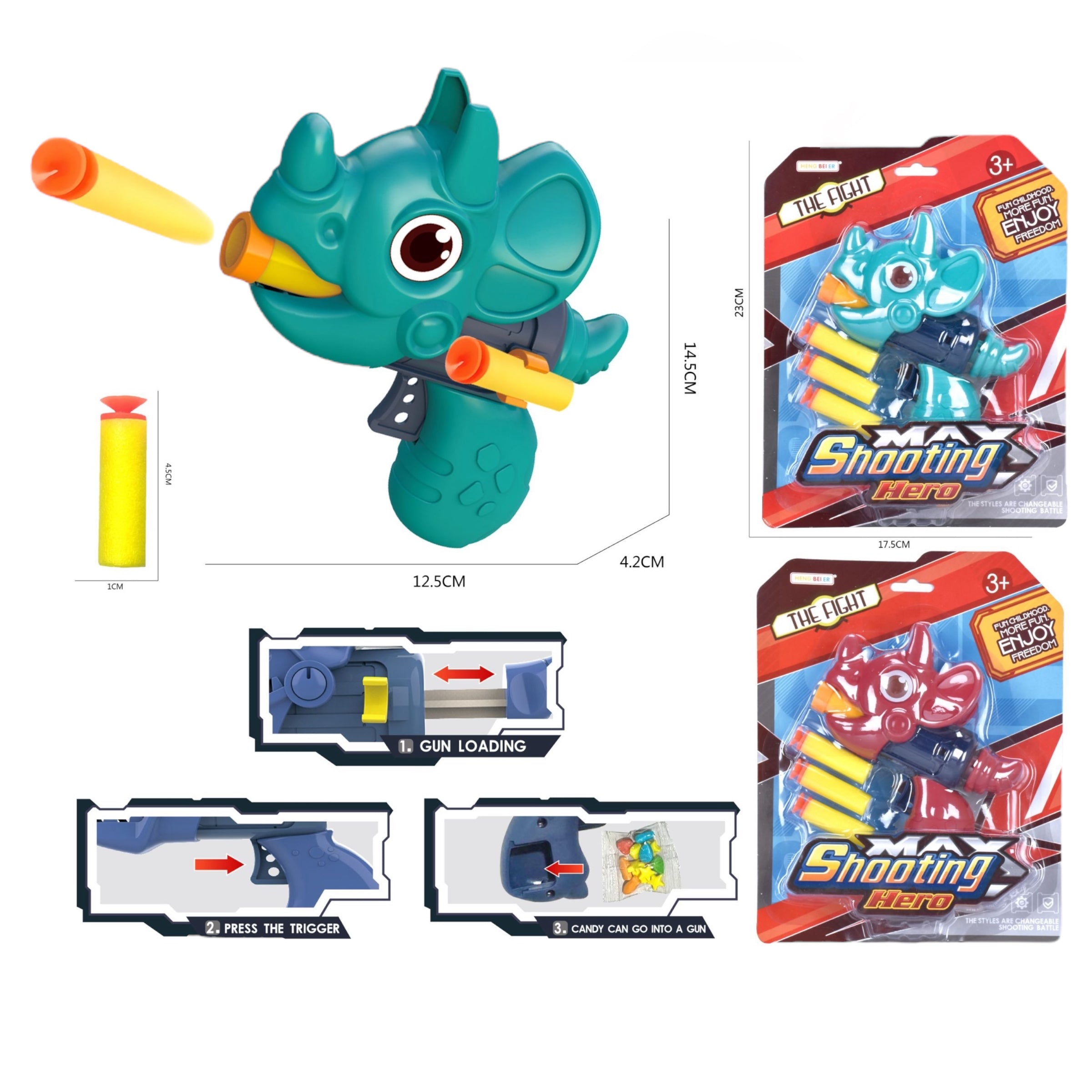 Set Una Pistola Verde Lanza Tapon Dinosaurio Niños 3+