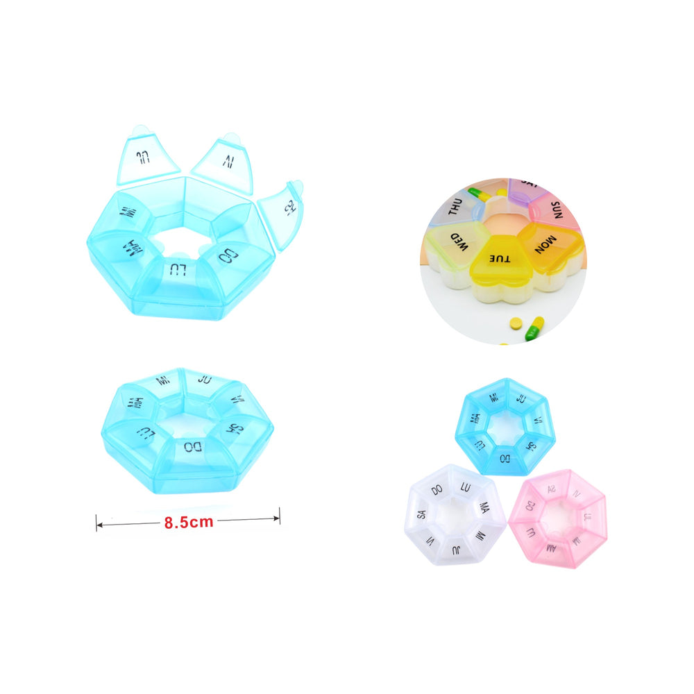 Pastillero octagonal 7 compartimentos 8.5*2.5