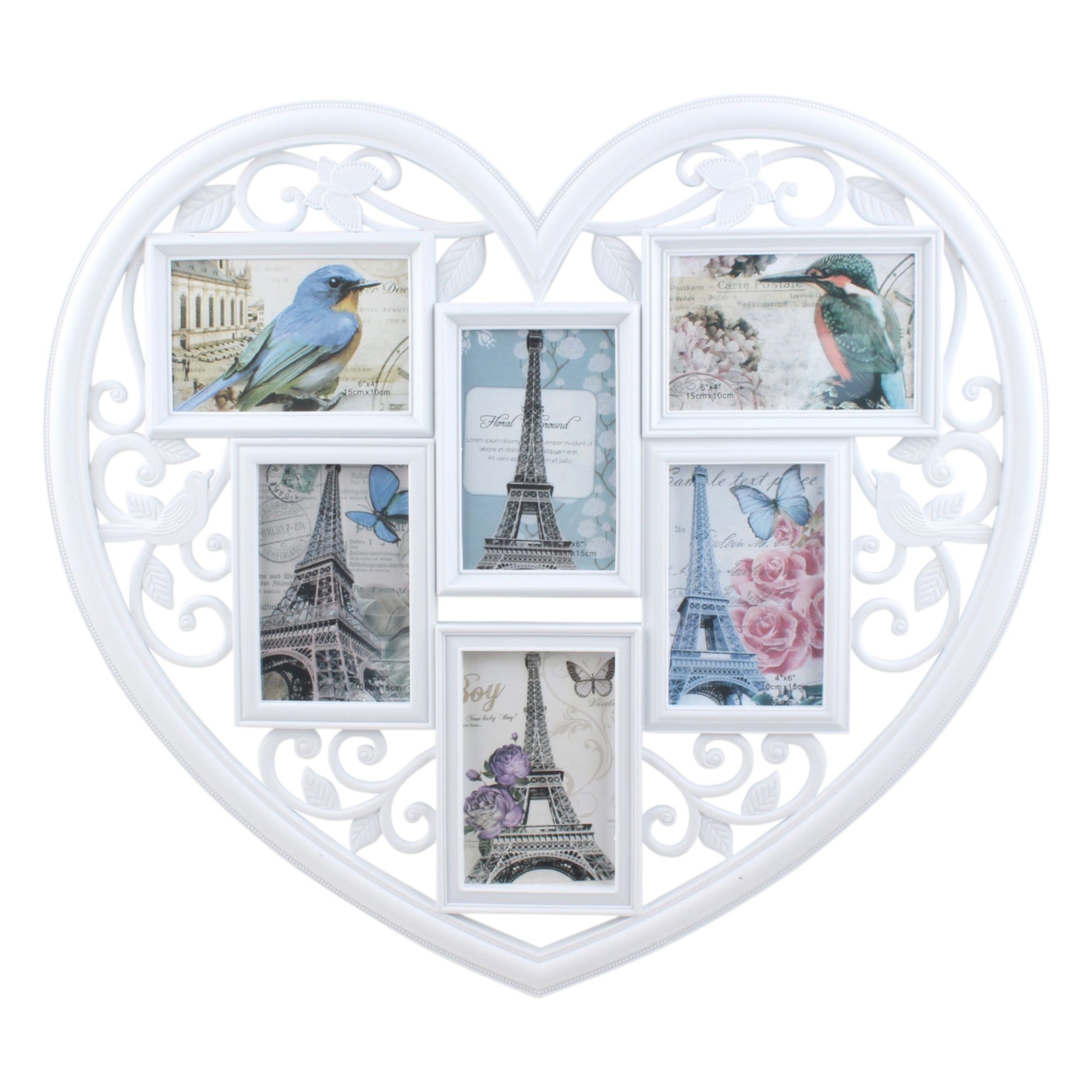 Set de marcos para 5 fotos en Corazon 52x58cm