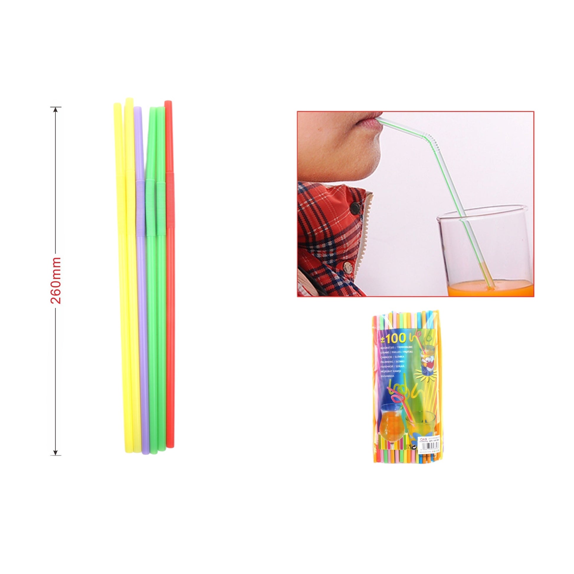 100 Uds Pajita De Pl¨¢stico 6*260Mm - Q&X