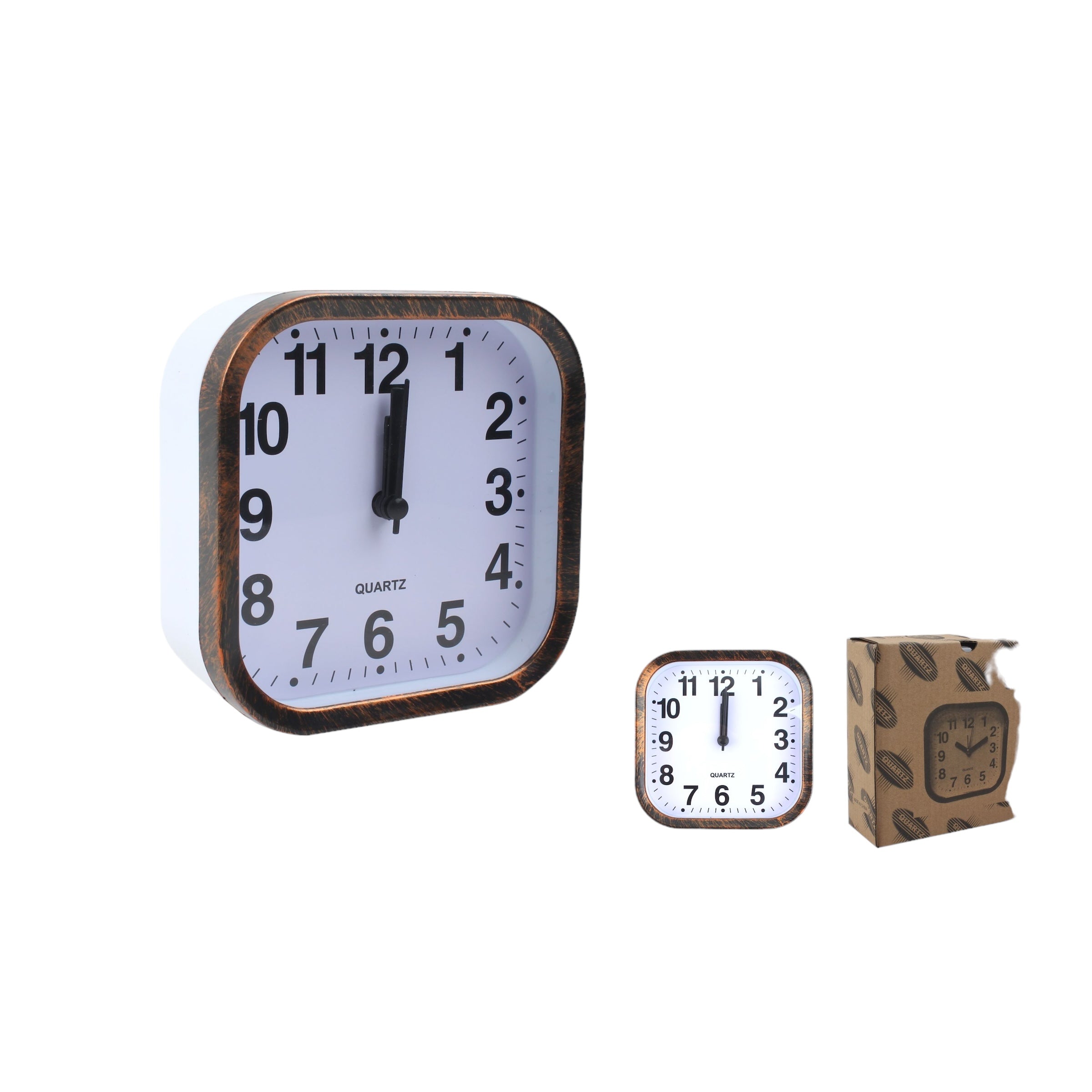 Reloj Despertador Cuadrado 11 cm Tipo Madera