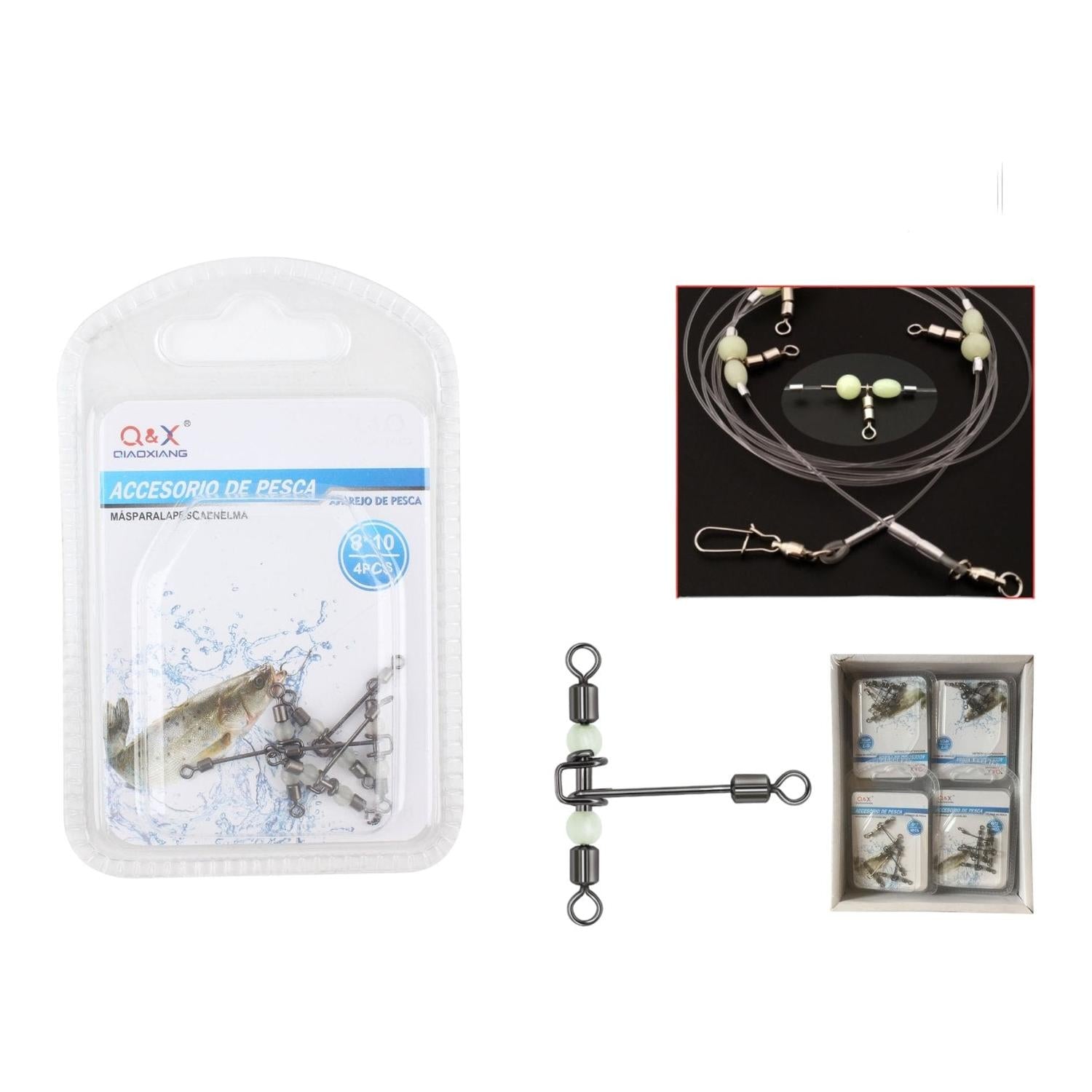 (Accesorios Para Aparejos De Pesca) Horquillas De Estilo Americano Con Perlas Luminosas 6*7, 4 Uds.