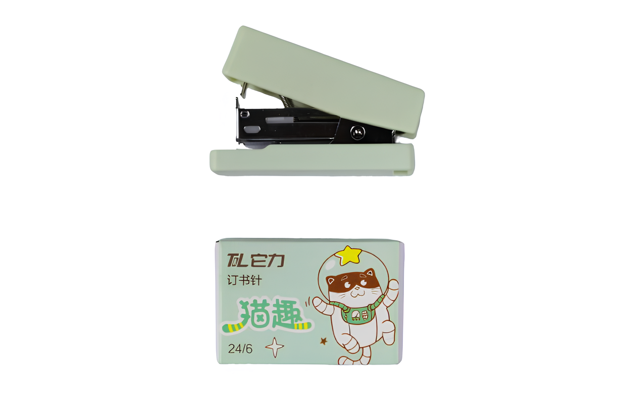 Mini Engrapadora con Caja de Grapas "Gatito Astronauta"