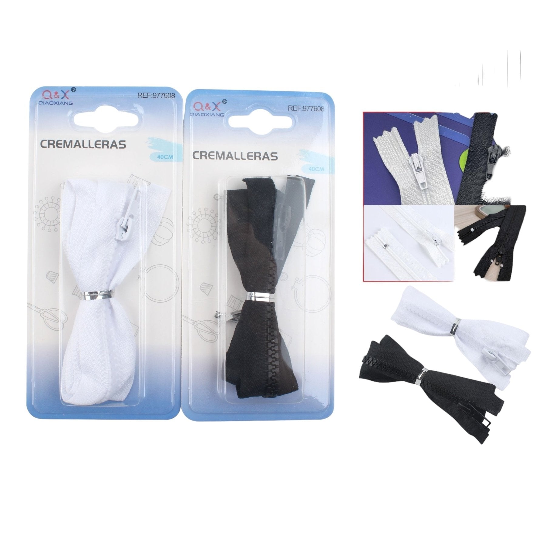 Bolsa Mediana Cremallera Resina 40Cm Negro 6 Blanco 6 - Q&X