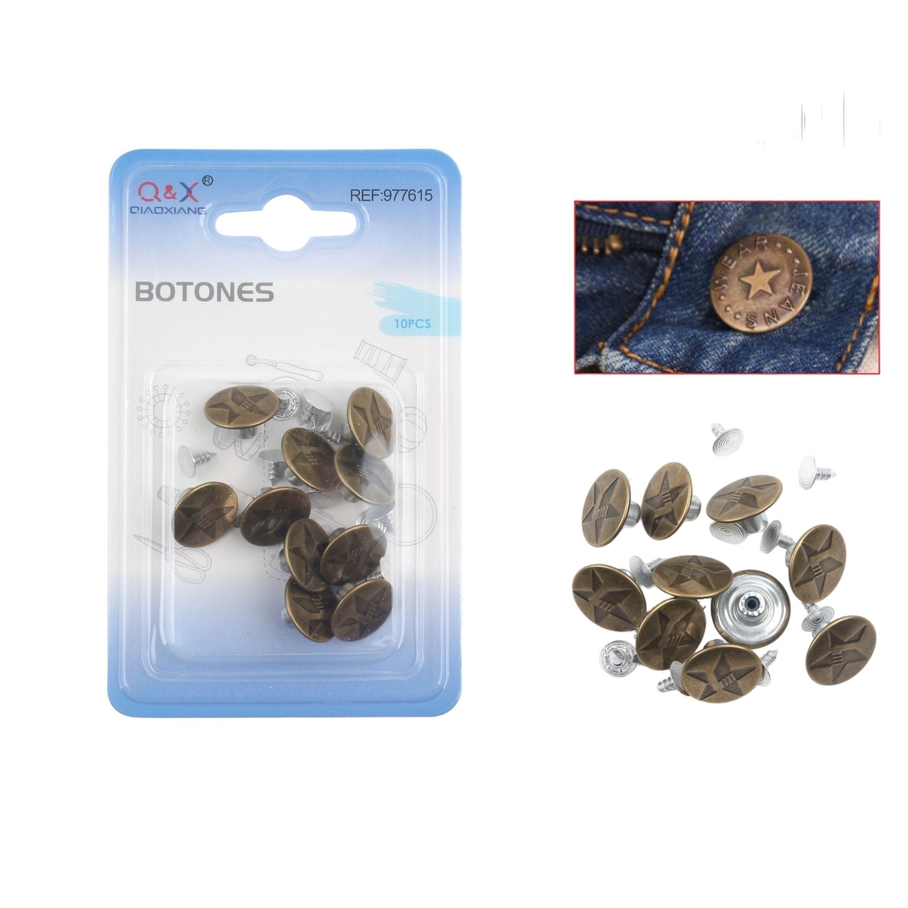 Bot¨®n De Mezclilla 10Pcs - Q&X