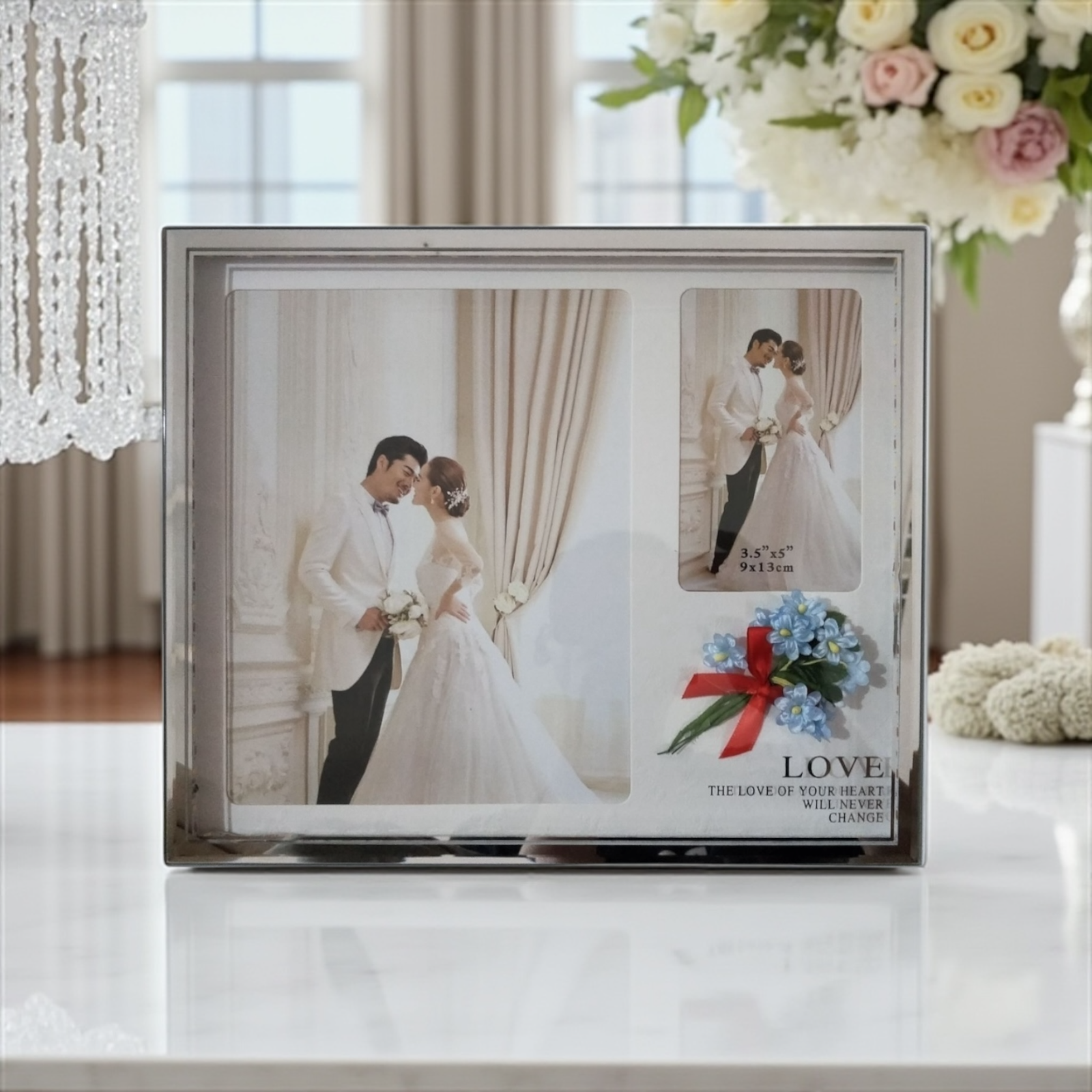 Marco de fotos horizontal 26×31 cm con luz monocromática conexión USB