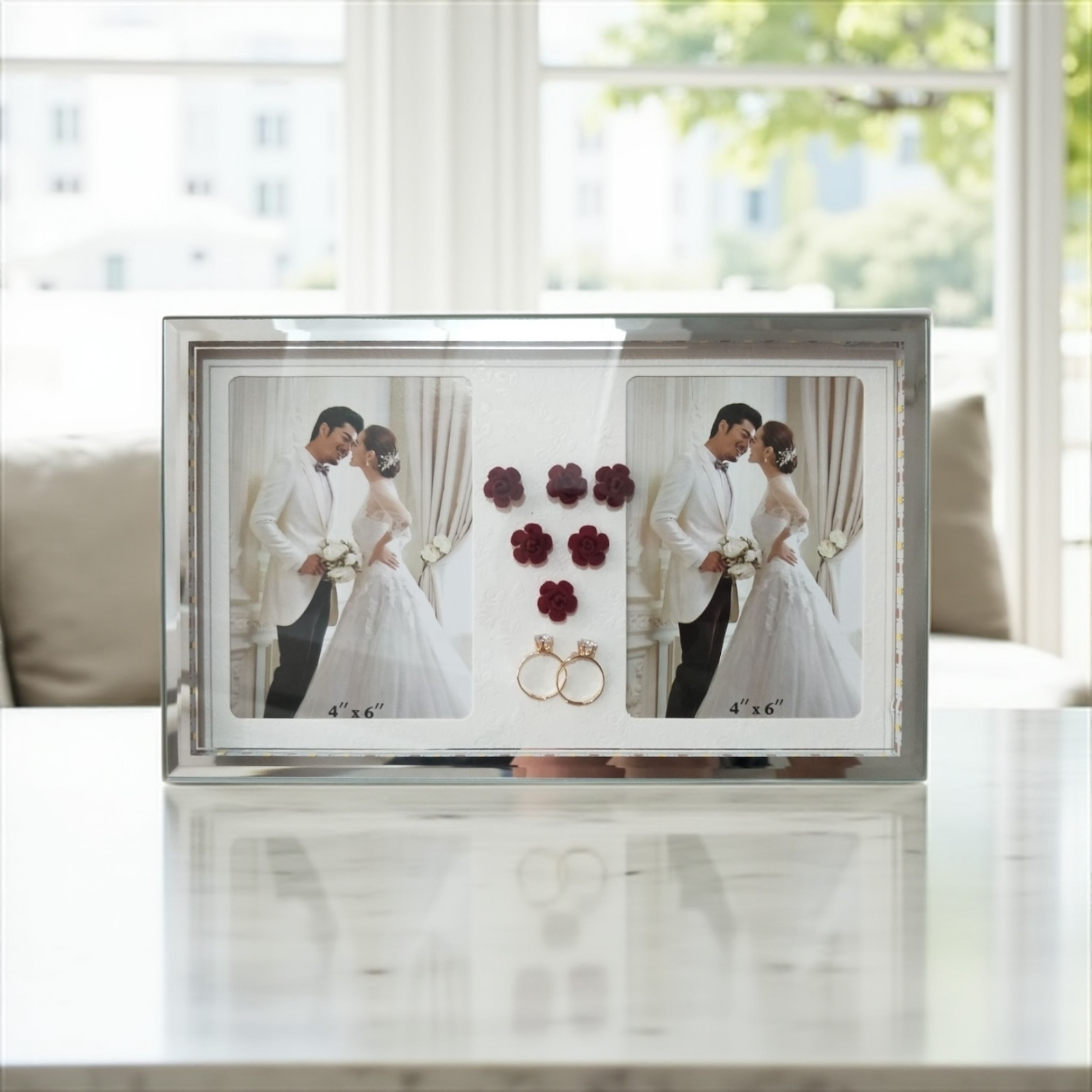 Marco de fotos horizontal 17,5×28,5 cm con luz monocromática conexión USB