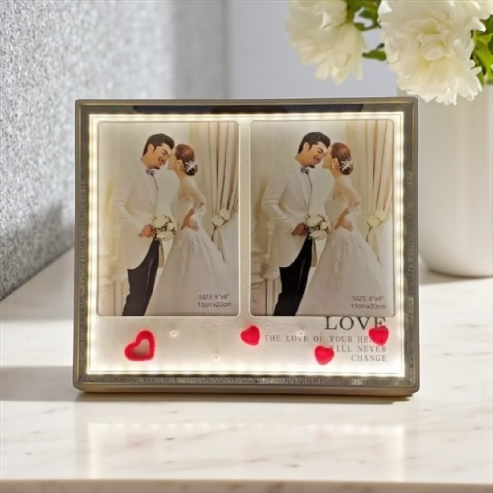 Marco de fotos horizontal 22×31,7 cm con luz monocromática conexión USB