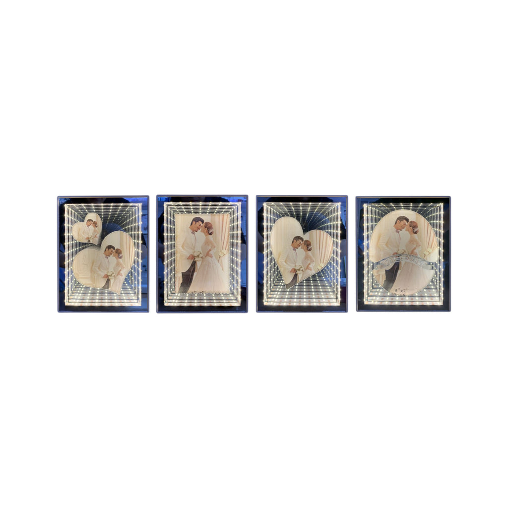 Espejo mágico 3D, marco de fotos vertical 20*25CM (luz monocromática con conector USB)