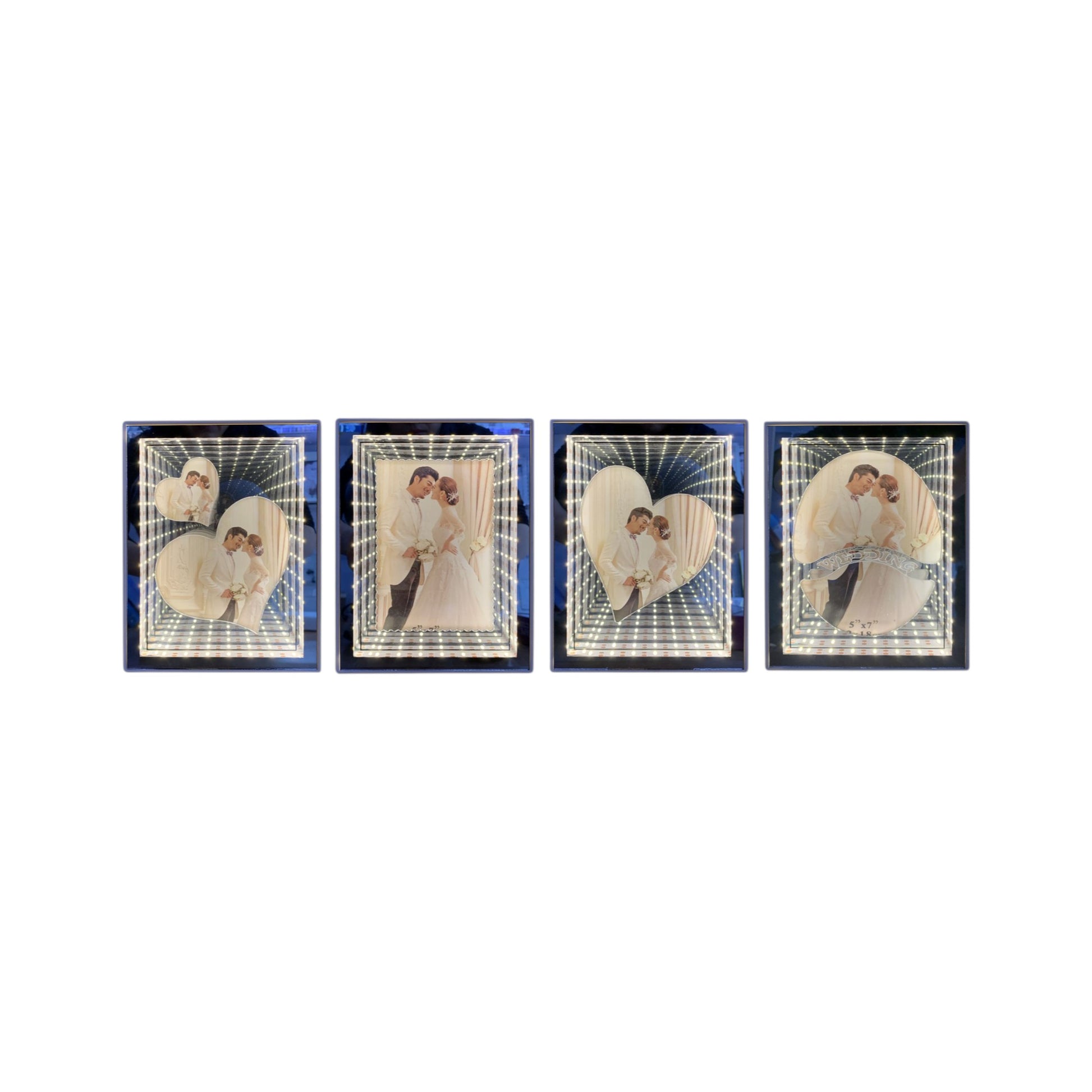 Espejo mágico 3D, marco de fotos vertical 20*25CM (luz monocromática con conector USB)