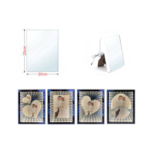 Espejo mágico 3D, marco de fotos vertical 20*25CM (luz monocromática con conector USB)