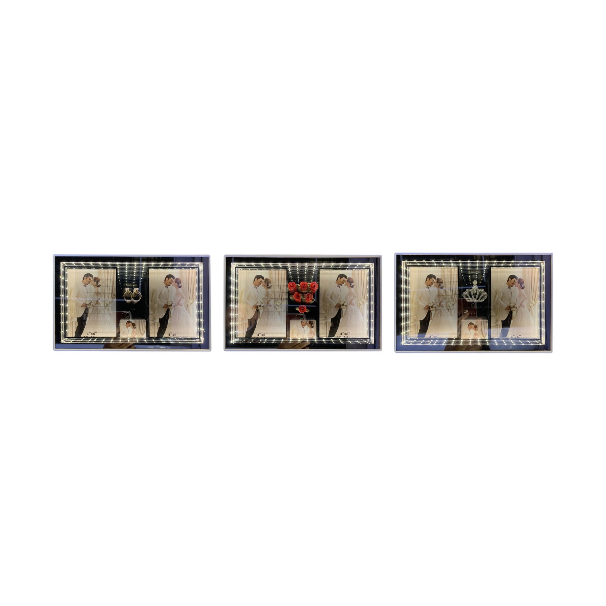Espejo mágico 3D, marco de fotos horizontal 22*31.7CM (luz monocromática con conector USB)