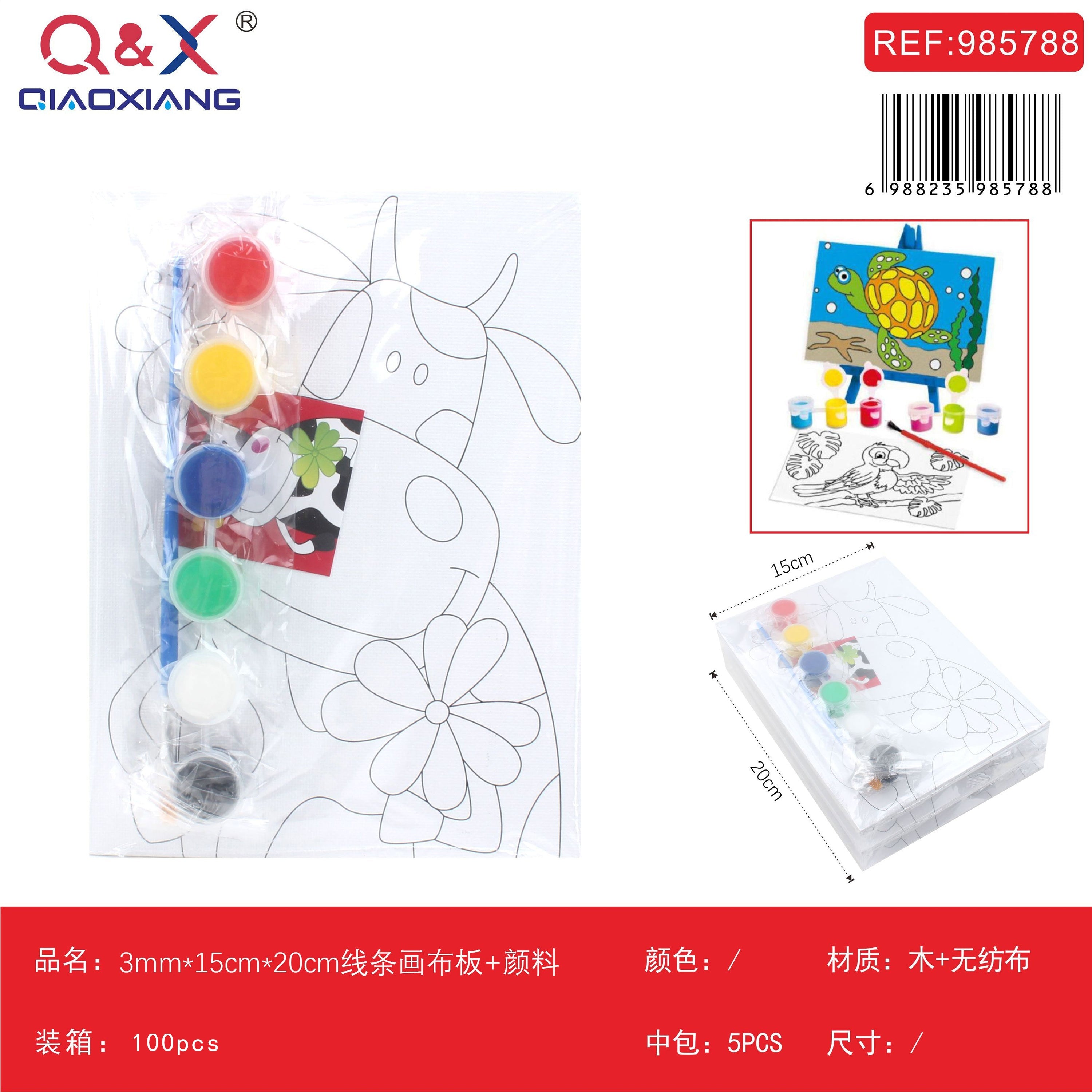 Tablero de lienzo con dibujo lineal 3 mm 15×20 cm + pinturas