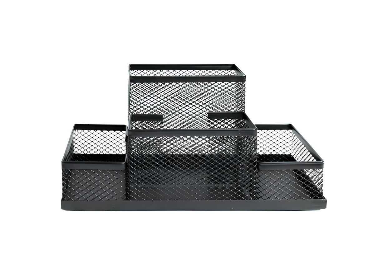 Organizador de Escritorio de Malla Metálica - 4 Compartimentos