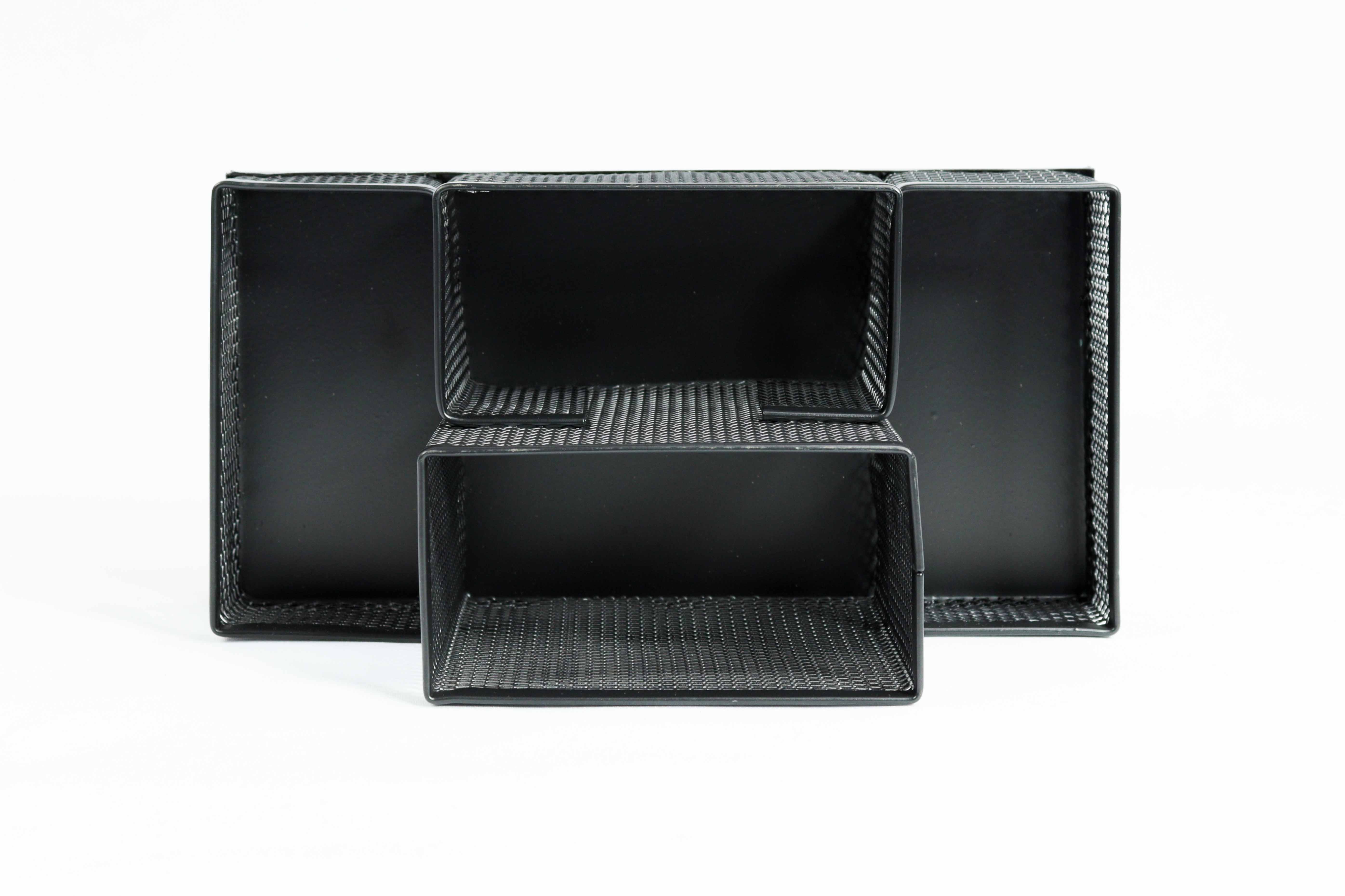 Organizador de Escritorio de Malla Metálica - 4 Compartimentos