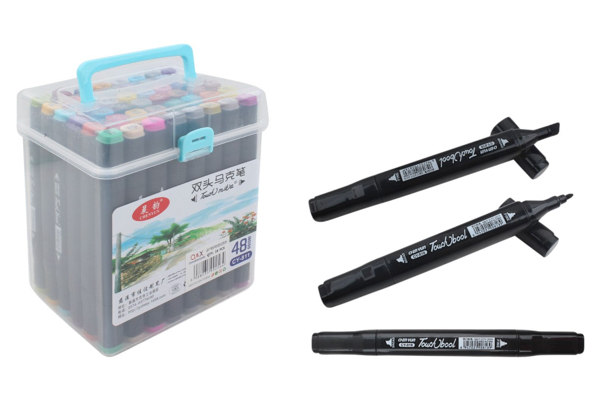 Set de Marcadores– 48 Colores con Caja Plástica (Doble Punta)