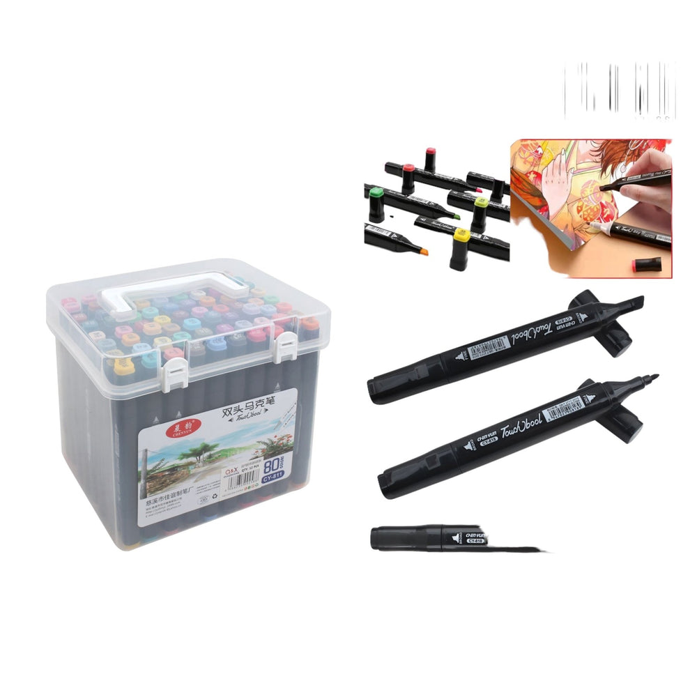 Caja Pp 80 Colores Marcador A Base De Aceite Palo Negro - Q&X