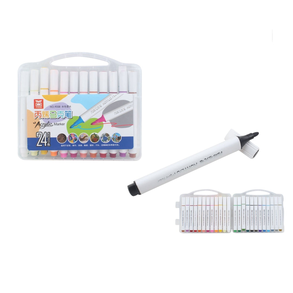Caja Pp 24 Rotuladores Acrilicos De Colores. - Q&X