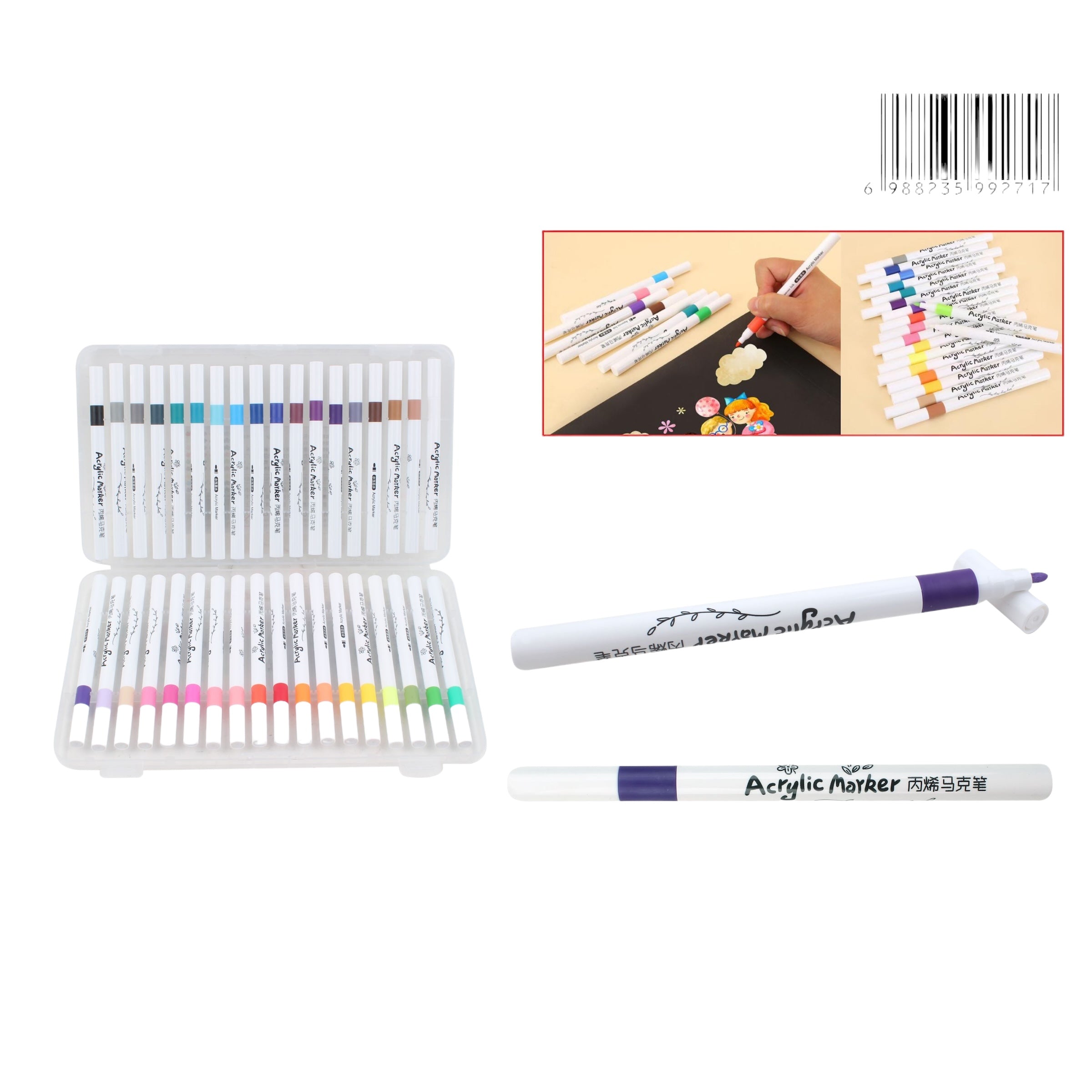 Set de Marcadores Acrílicos– 36 Colores con Caja Plástica