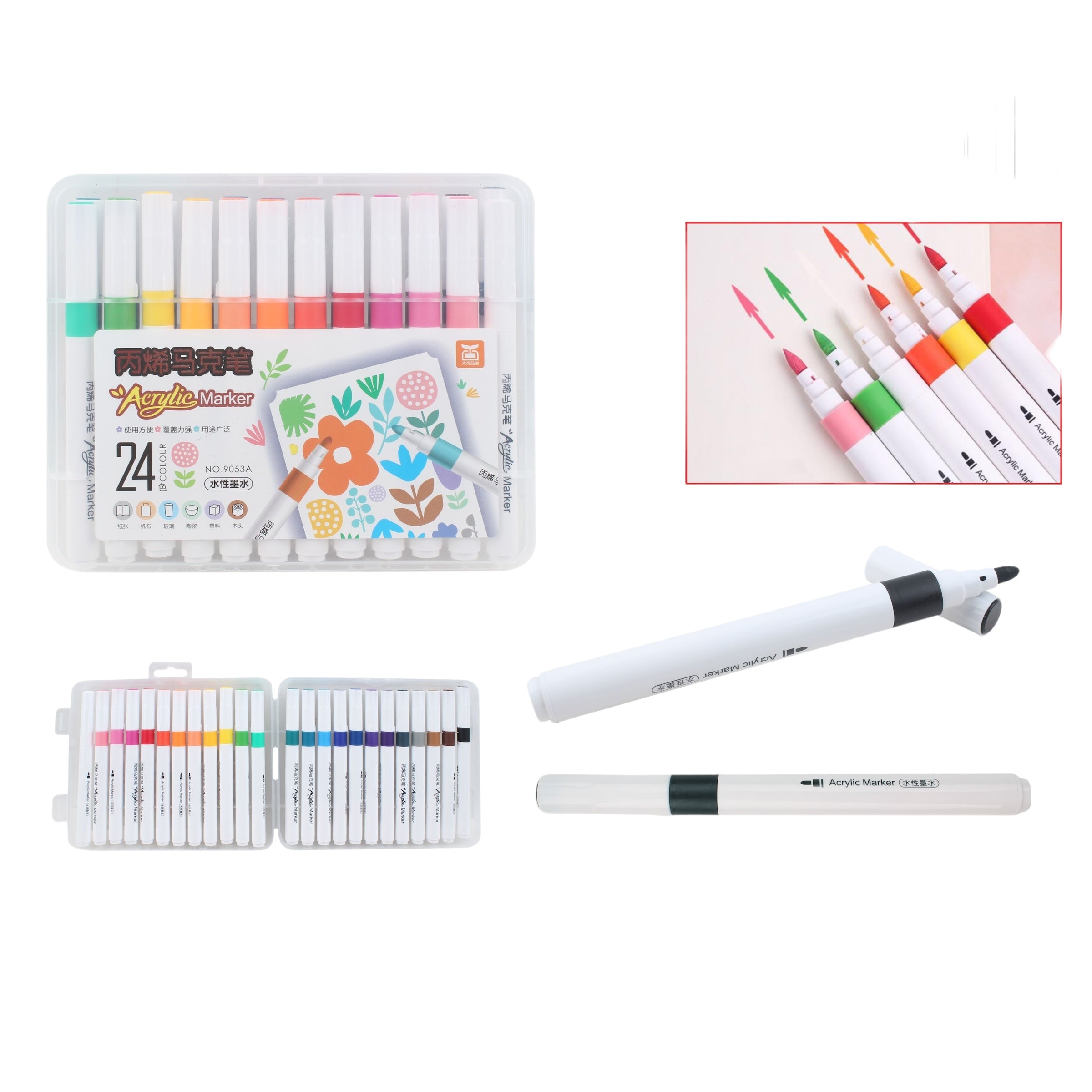 Set de Marcadores Acrílicos de Doble Punta- 24 Colores