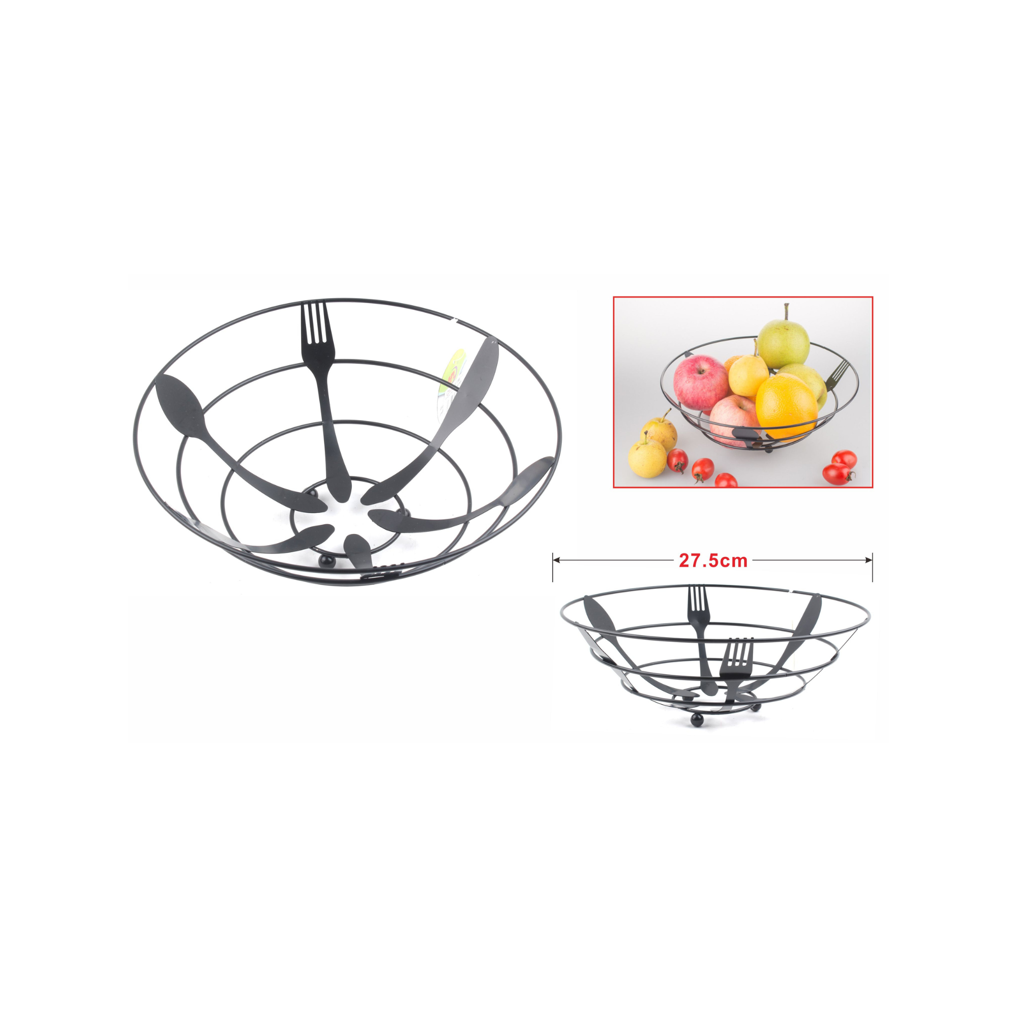 Frutero Decorativo de Metal Diseño Cubiertos