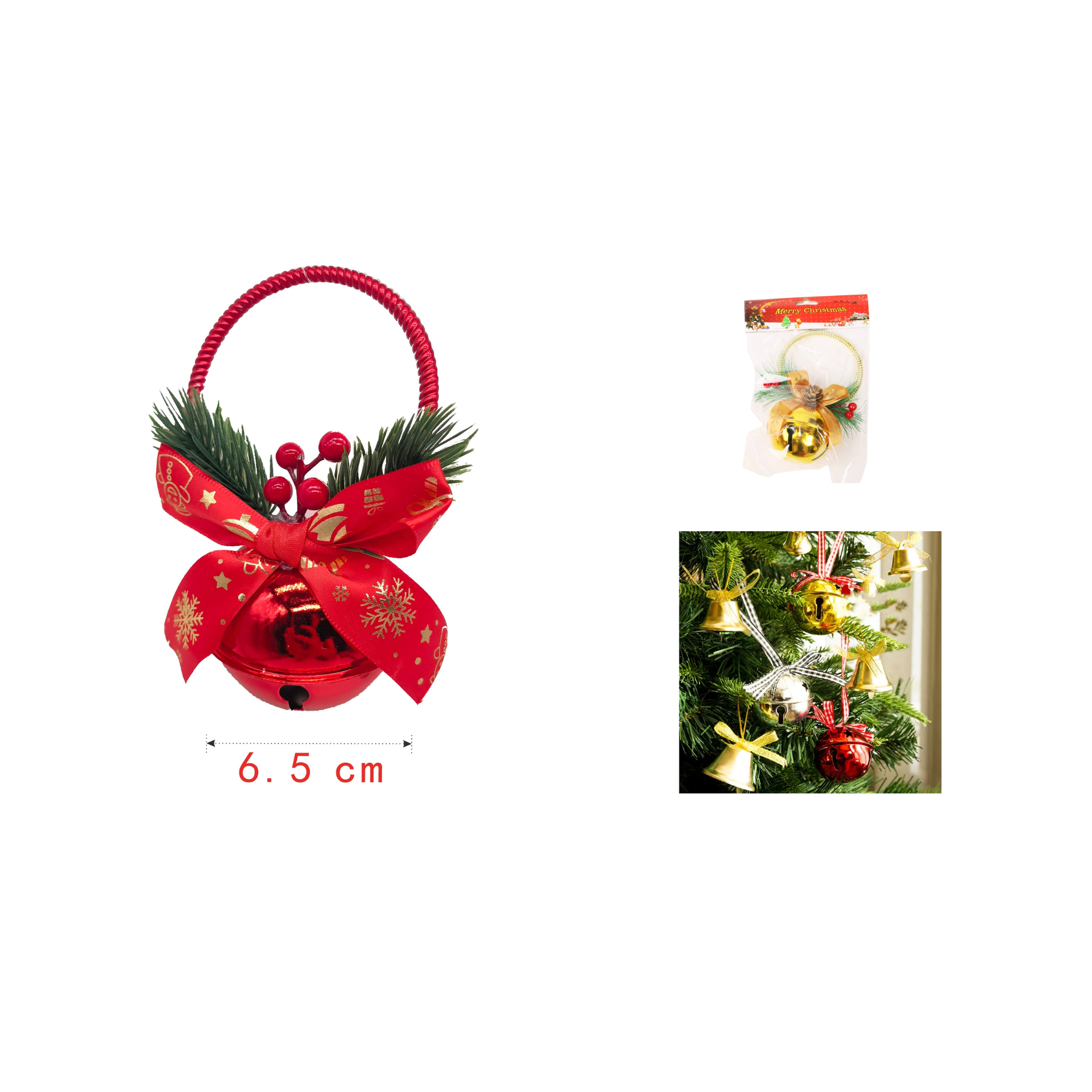 Adorno Navideño Campana con Moño y Pino