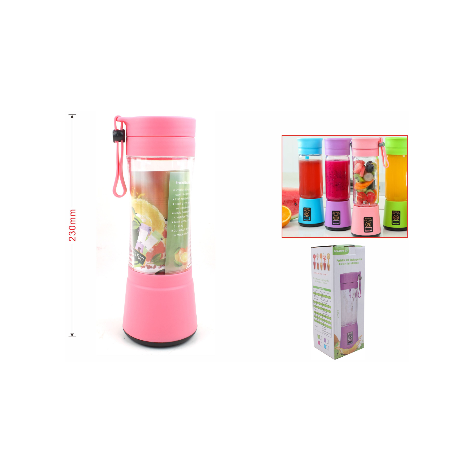 Licuadora Portátil USB con 6 Cuchillas  230 mm