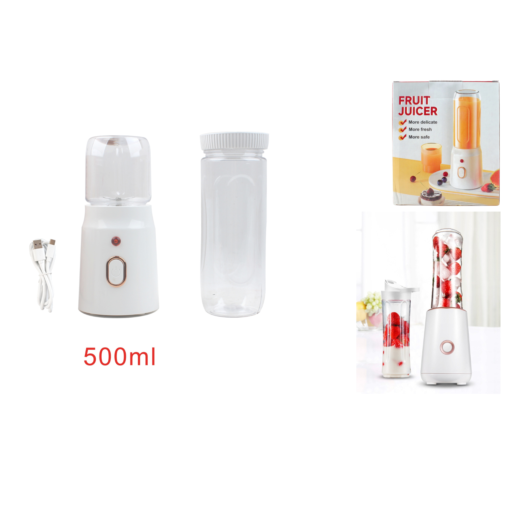 ?? Mini Licuadora USB con Doble Vaso  500ml