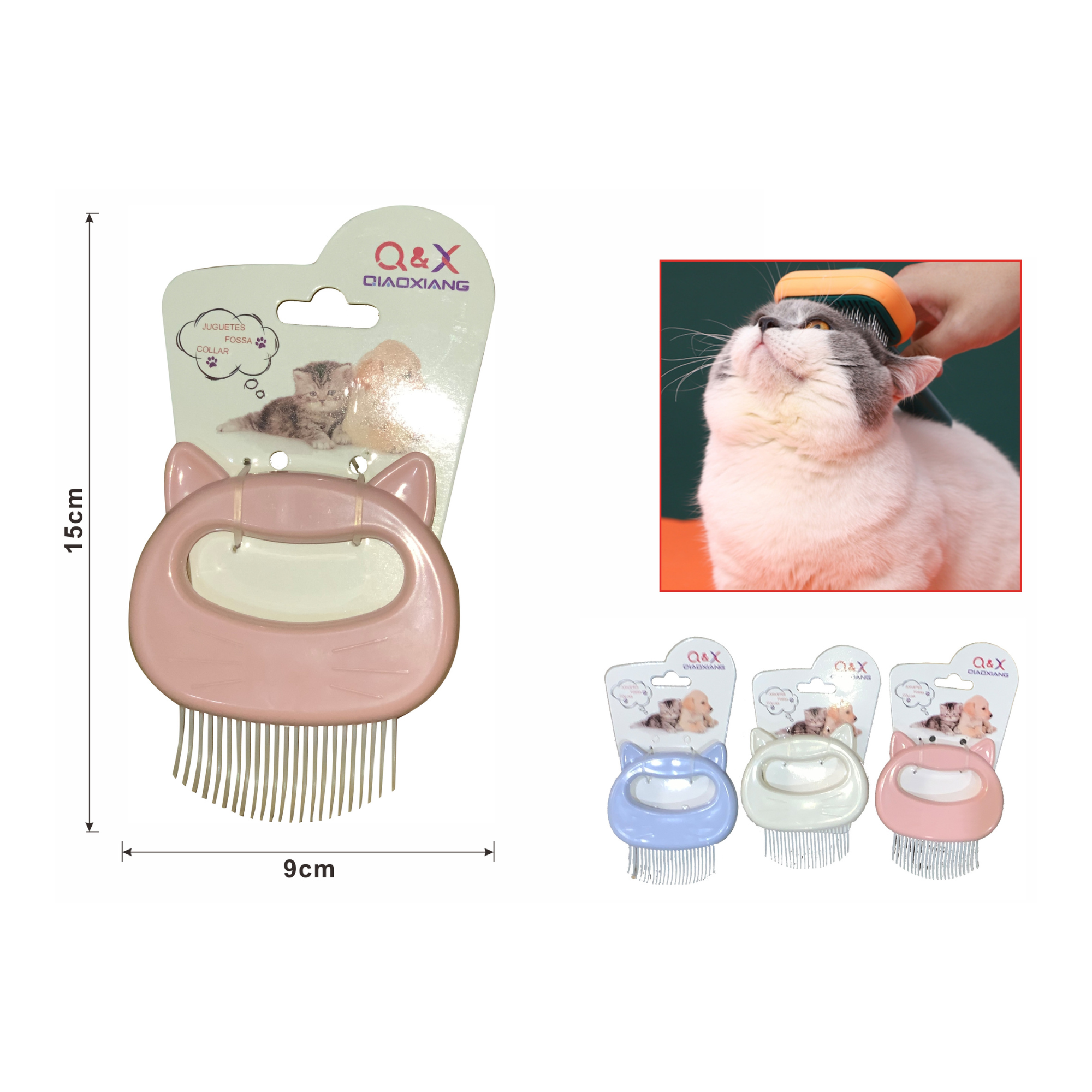 🐱 Cepillo para Mascotas con Forma de Cabeza de Gato 