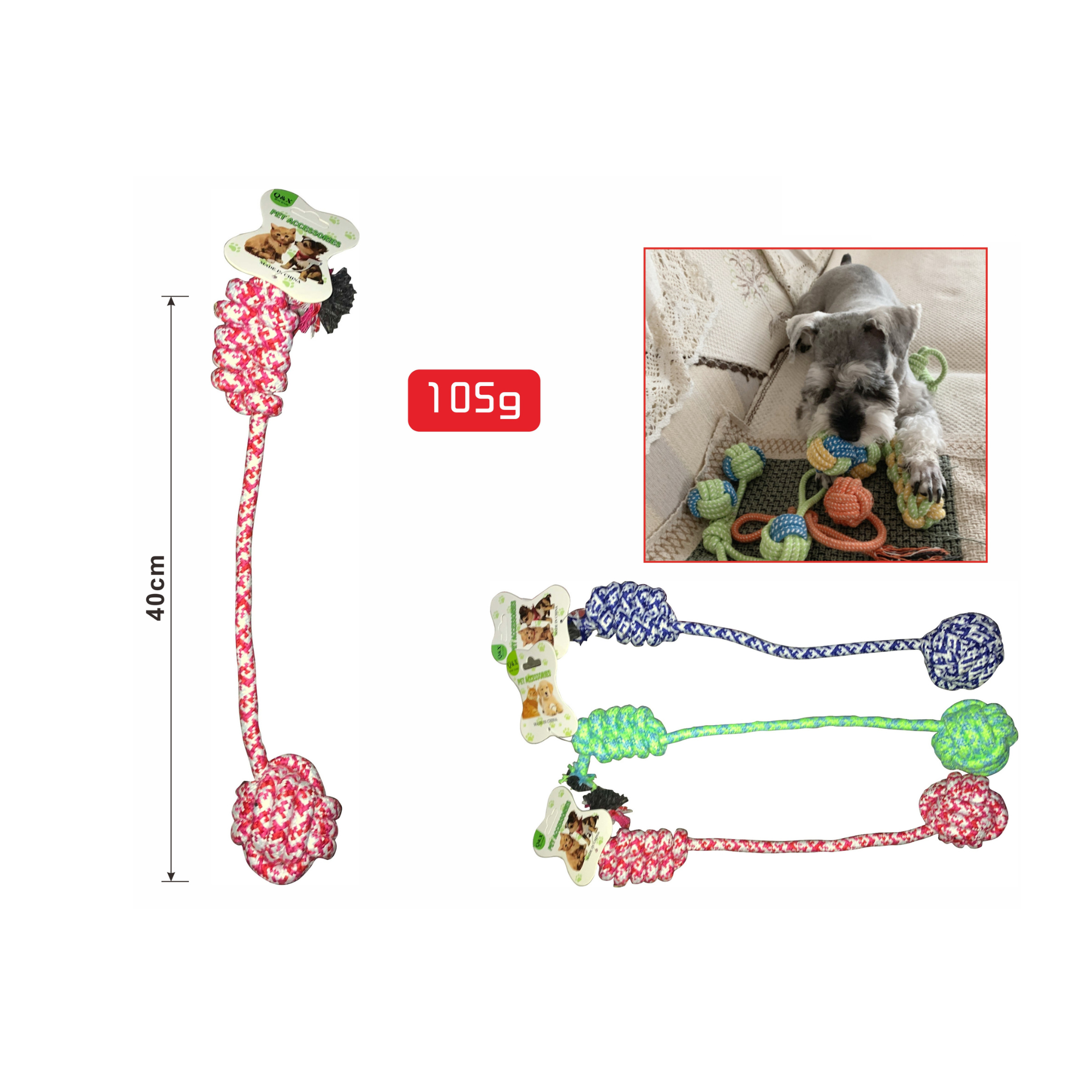 Juguete de Cuerda para Perros Diseño con Bola y Pez