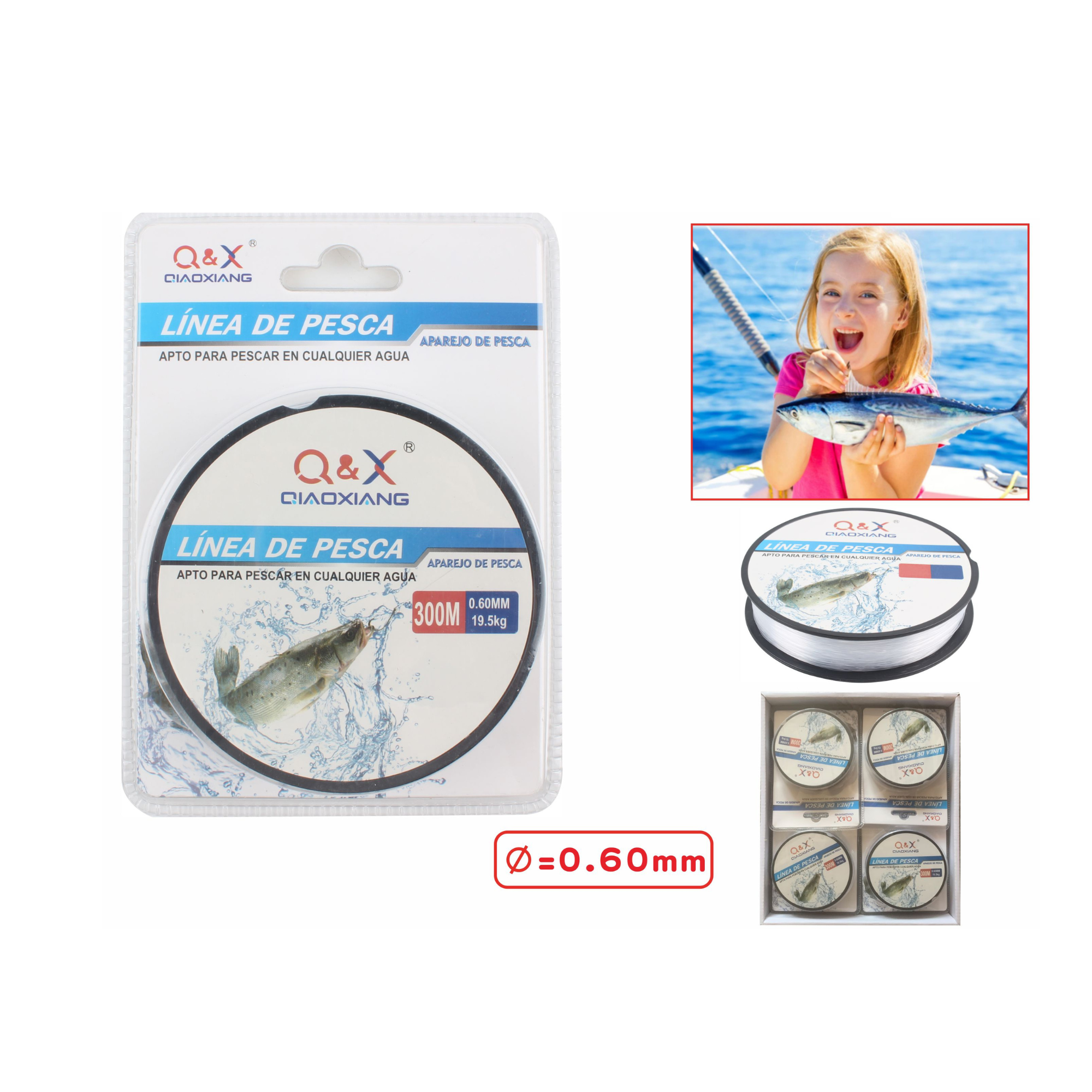 Hilo de Pesca Q&X - 300 metros, 0.60 mm