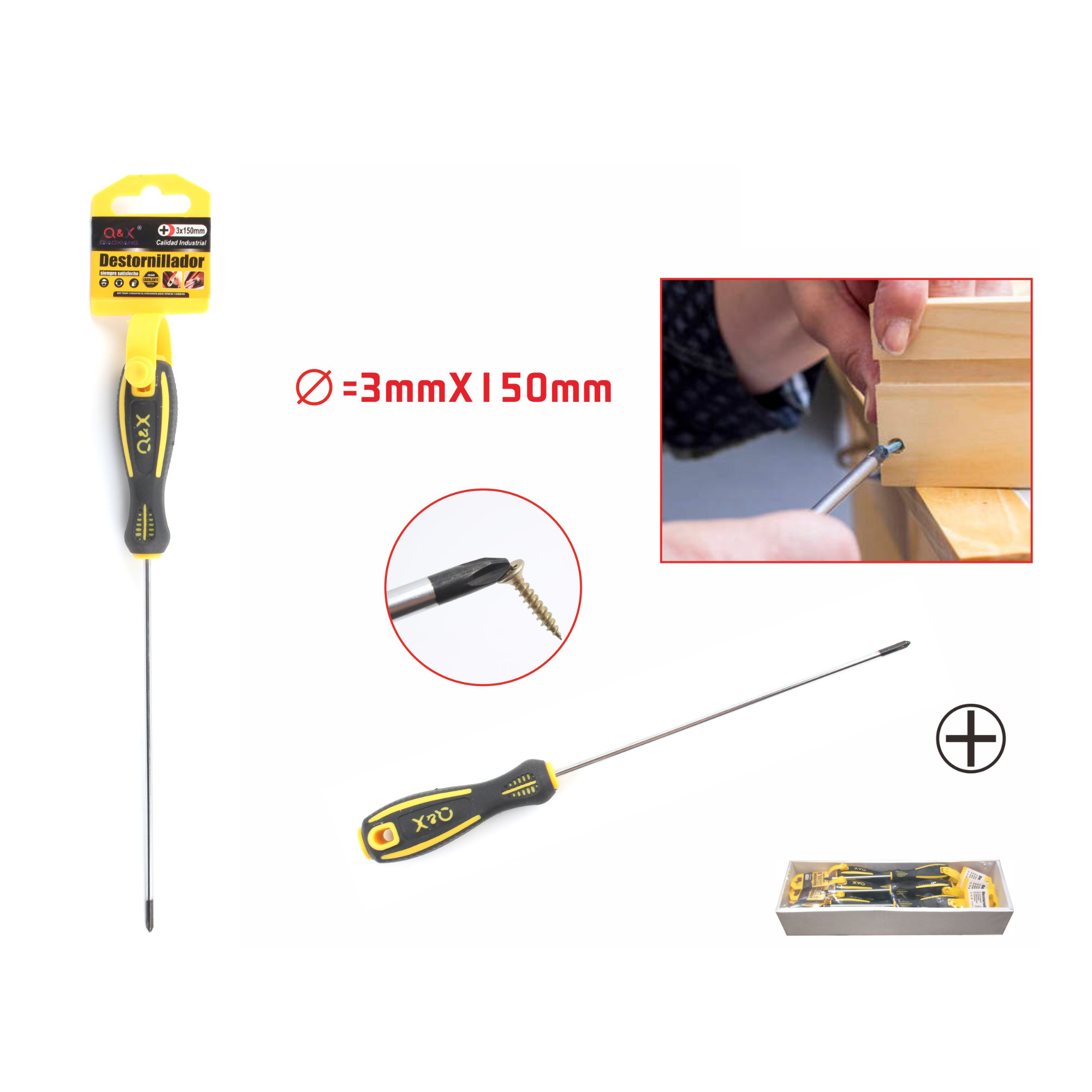 Destornillador de Cruz 3mm x 150mm – Mango Ergonómico