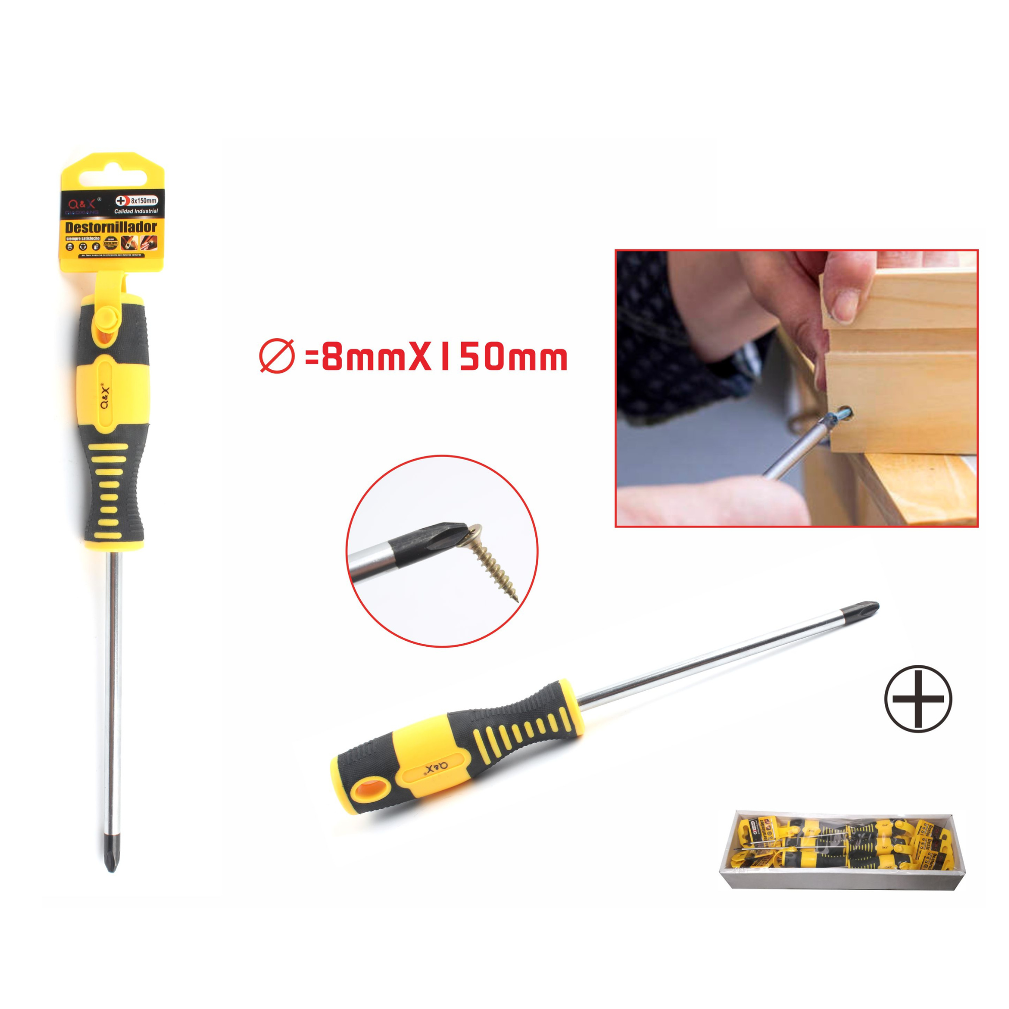 Destornillador de Cruz Profesional 8x150mm