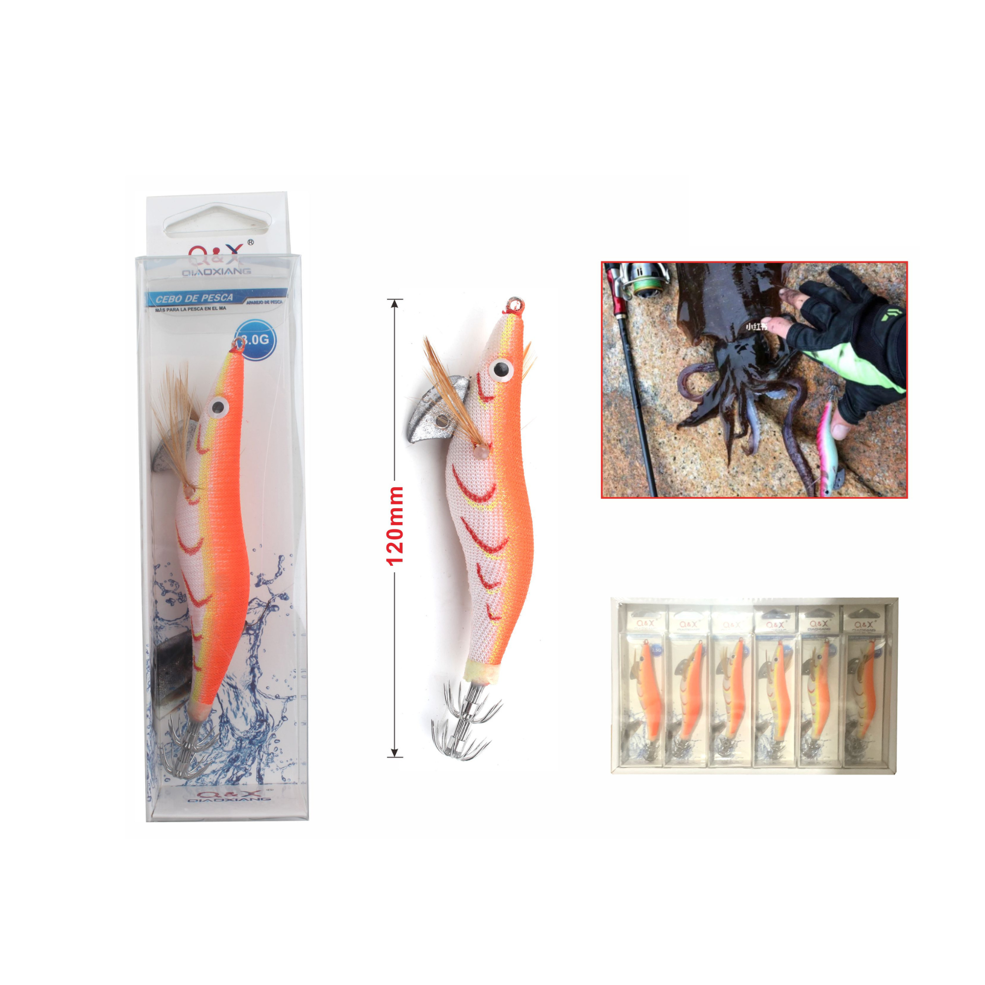 Señuelo de Pesca Tipo Camarón Rojo – 3.0G