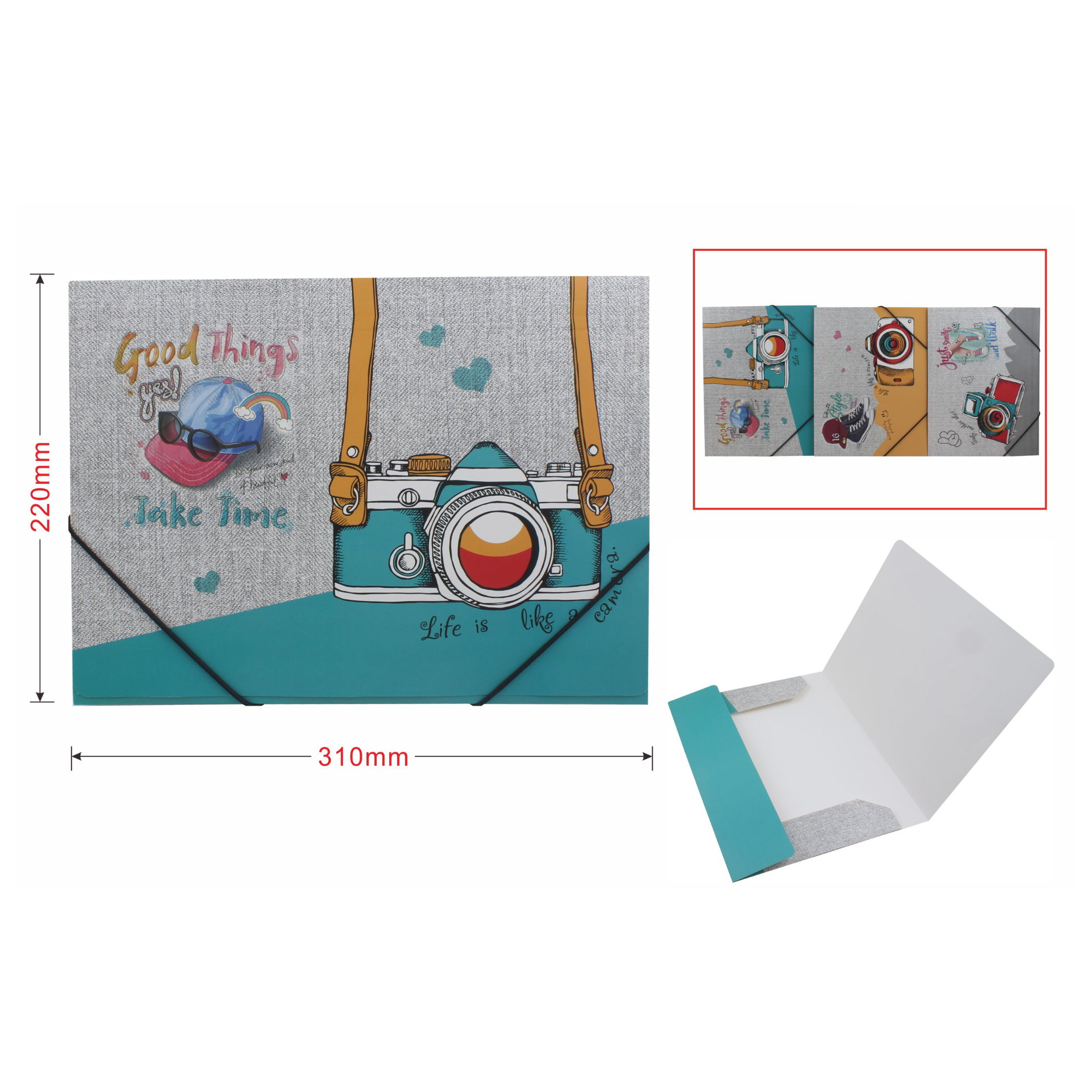 Carpeta A4 con Diseño Estampado y Elástico