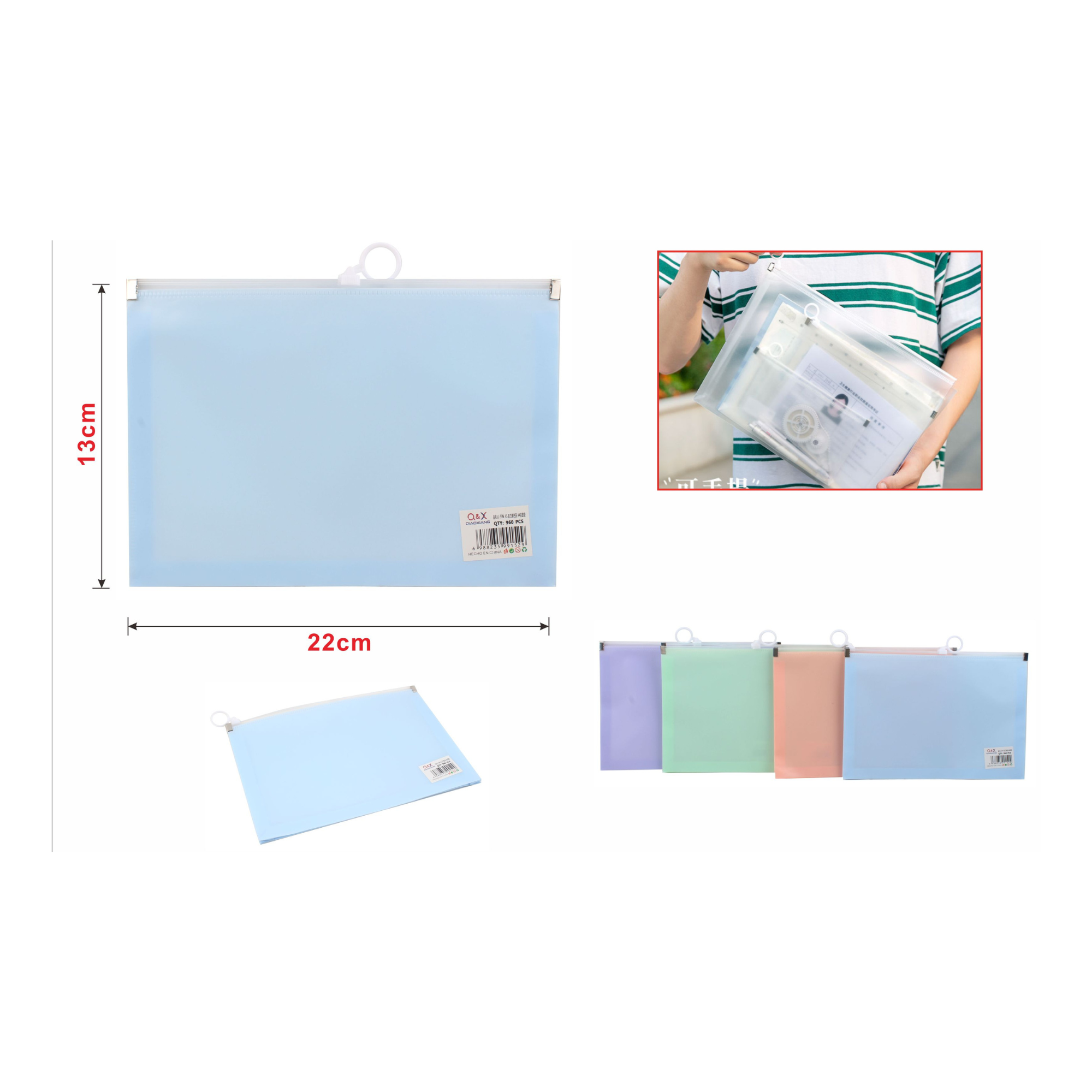 Estuche con Cierre Zipper Pastel A6 - Qiaoxiang