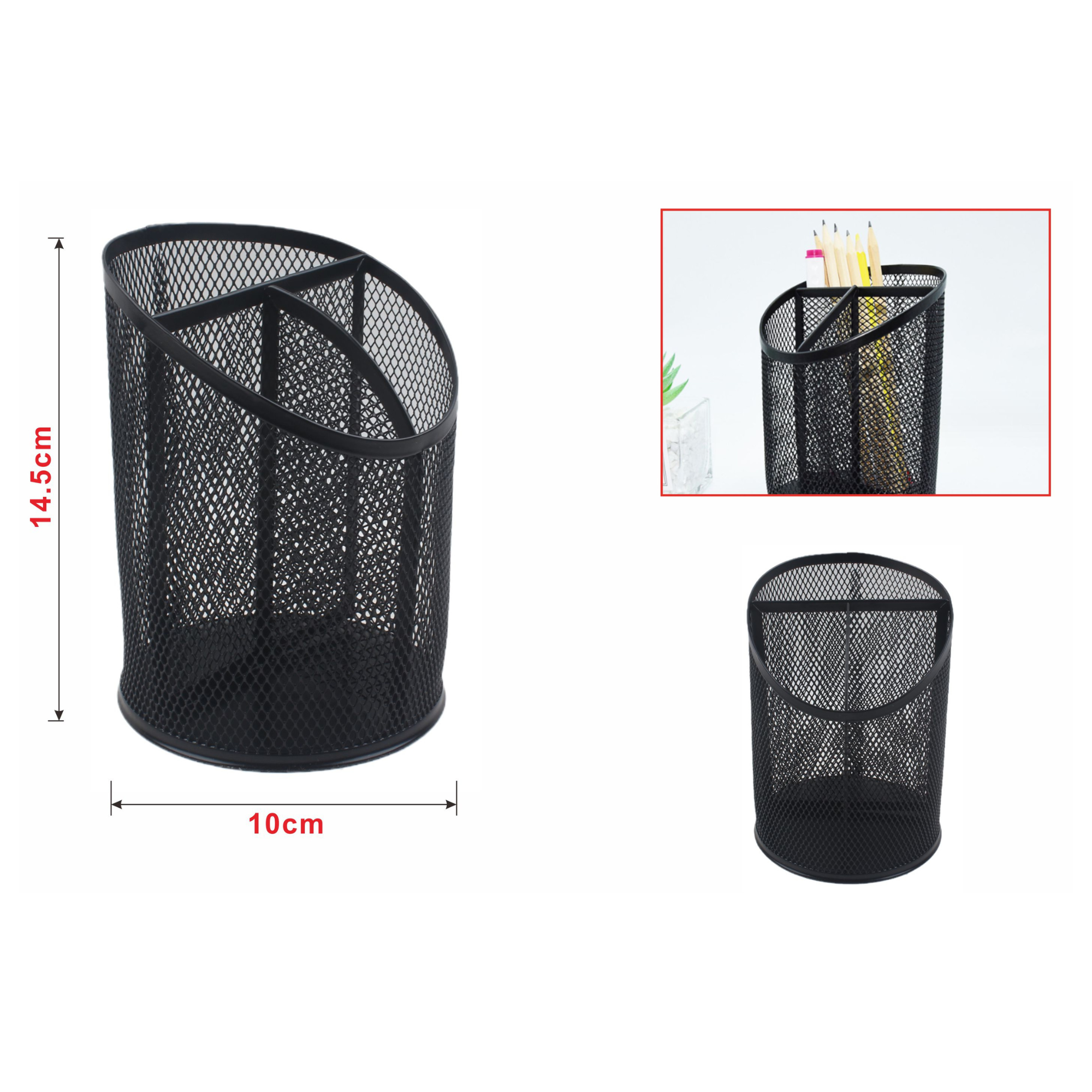 Portalápices Metálico de Malla con Borde Inclinado