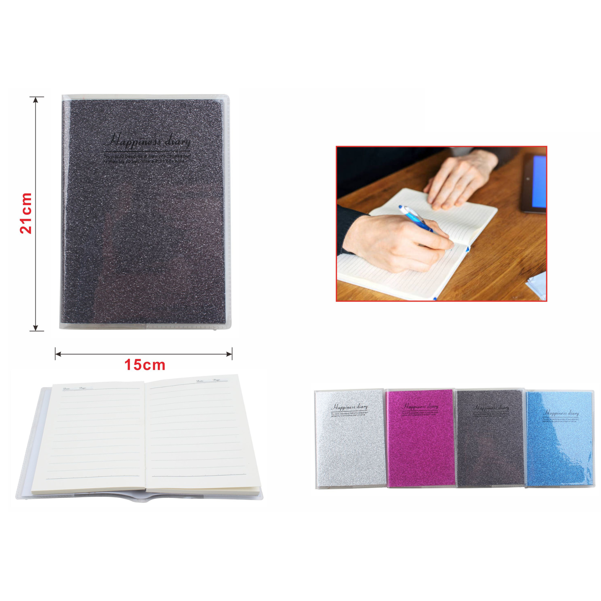 Libreta con Cubierta de Glitter –(80 Hojas)