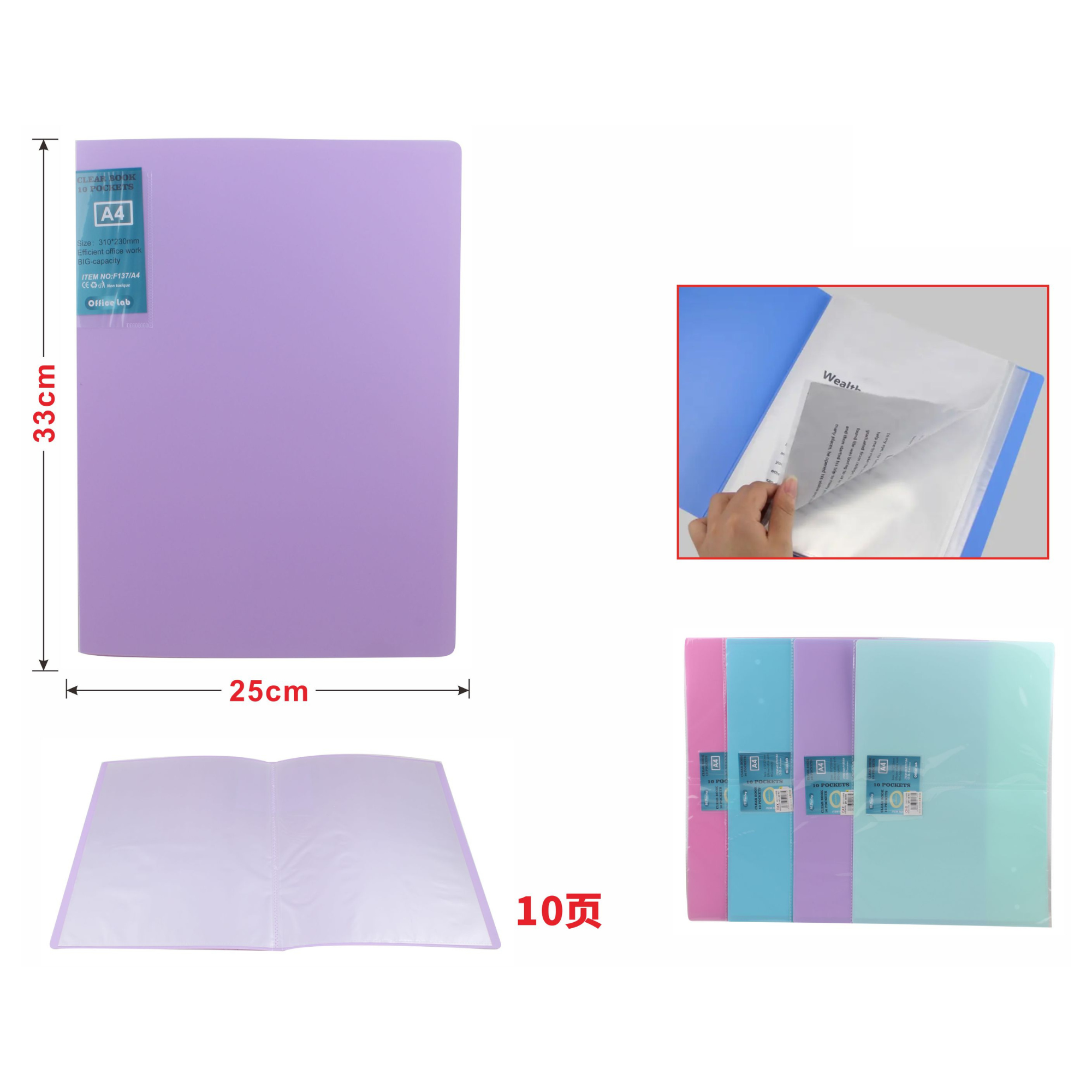 Carpeta Transparente A4 con 10 Fundas