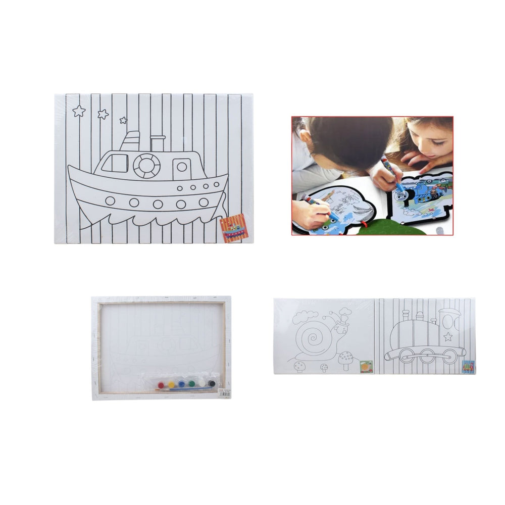 Marco Lienzo Linea + 6 Pinturas Siamesas + 1 Pincel 15*20 - Q&X