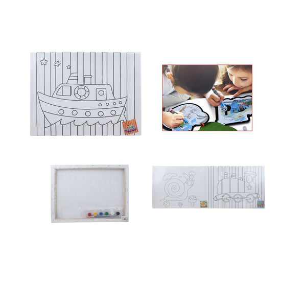Marco Lienzo Linea + 6 Pinturas Siamesas + 1 Pincel 15*20 - Q&X
