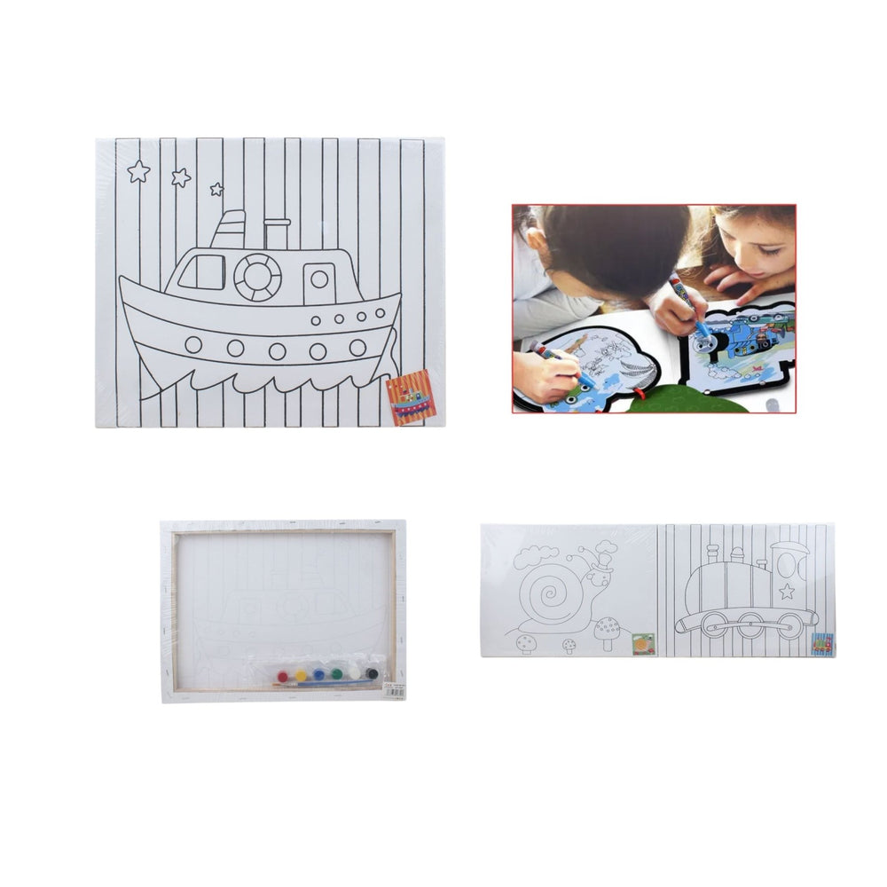 Marco De Lienzo Lineal + 6 Pinturas Combinadas + 1 Pincel 24*30 - Q&X