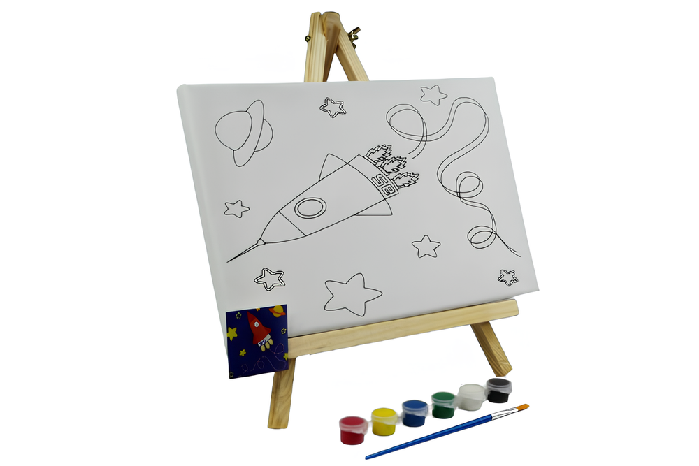 Atril y bastidor de tela con dise?o 20x30cm y set de pintura - Q&X